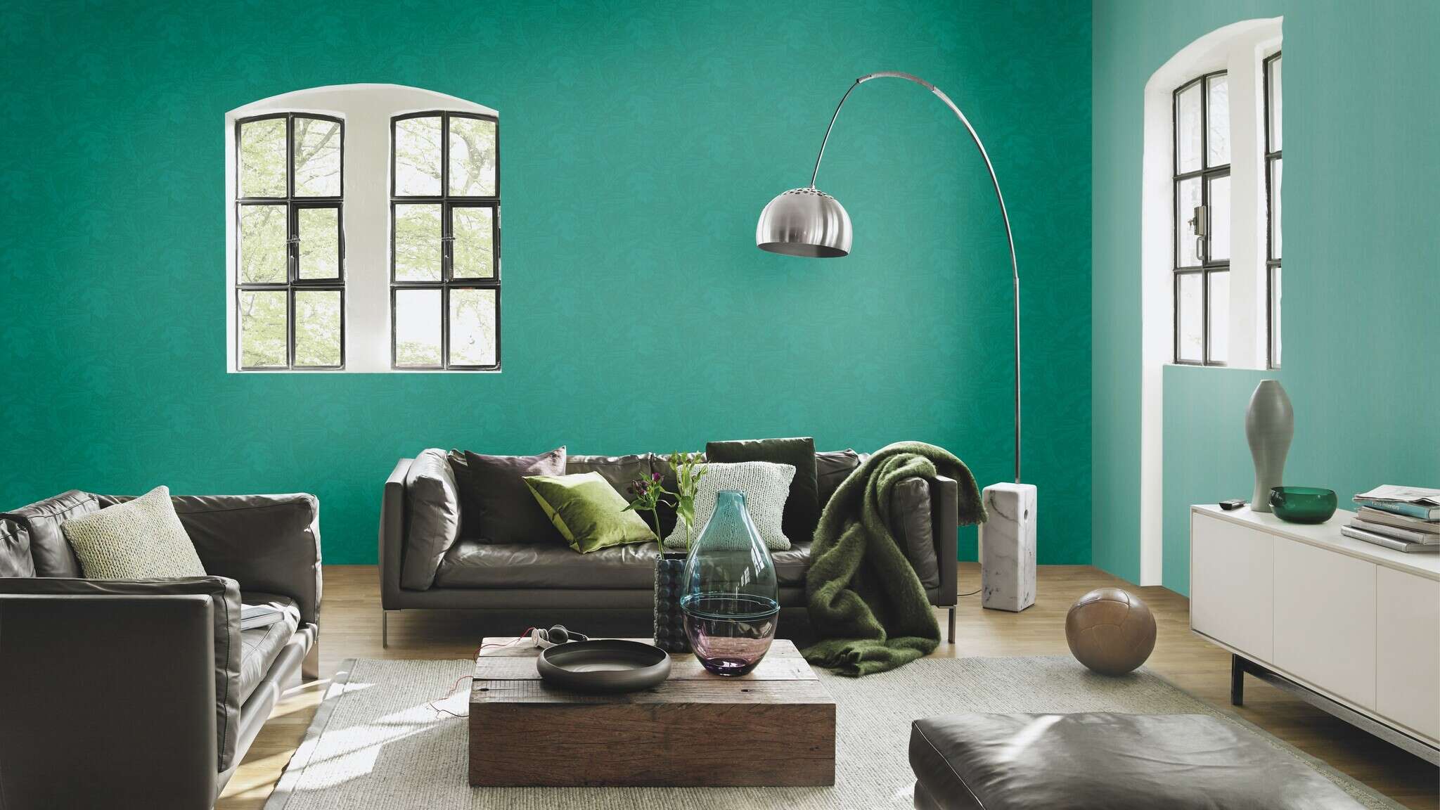 10-552713 Raumsituationen 4 Papier peint intissé aspect textile vert 552713