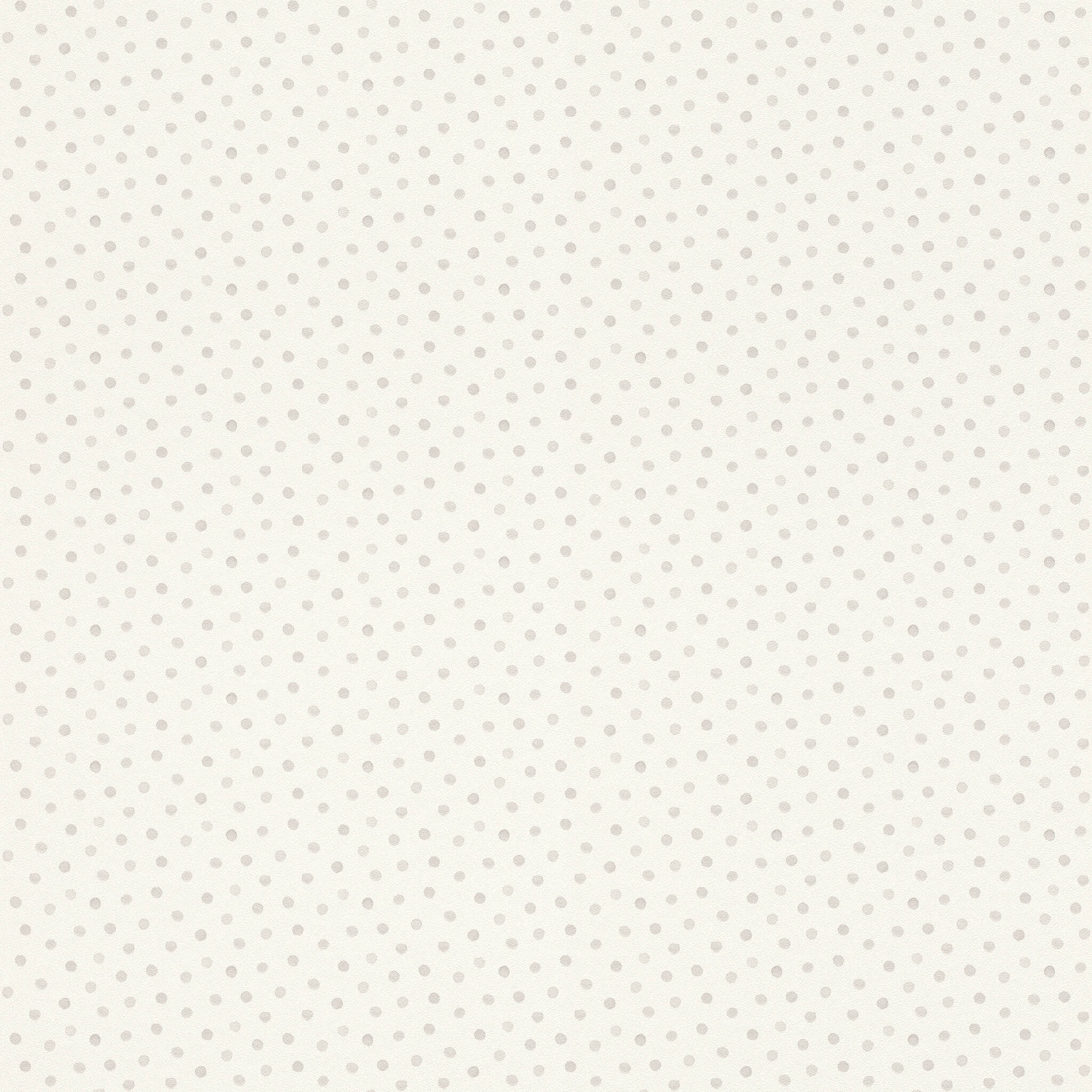 Glatte Vliestapete in Weiß mit grauen Punkten, Bambino 253030