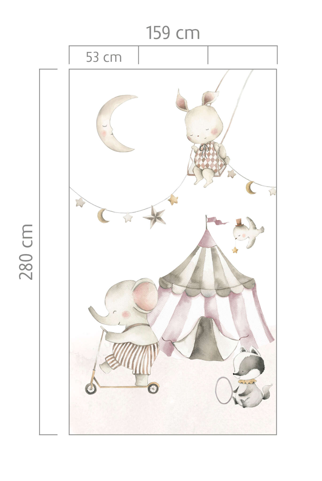 10-367935 Bildauschnitt 1 Fototapete Kinderzimmer Zirkus und Tiere in Pink - Kids World II 367935