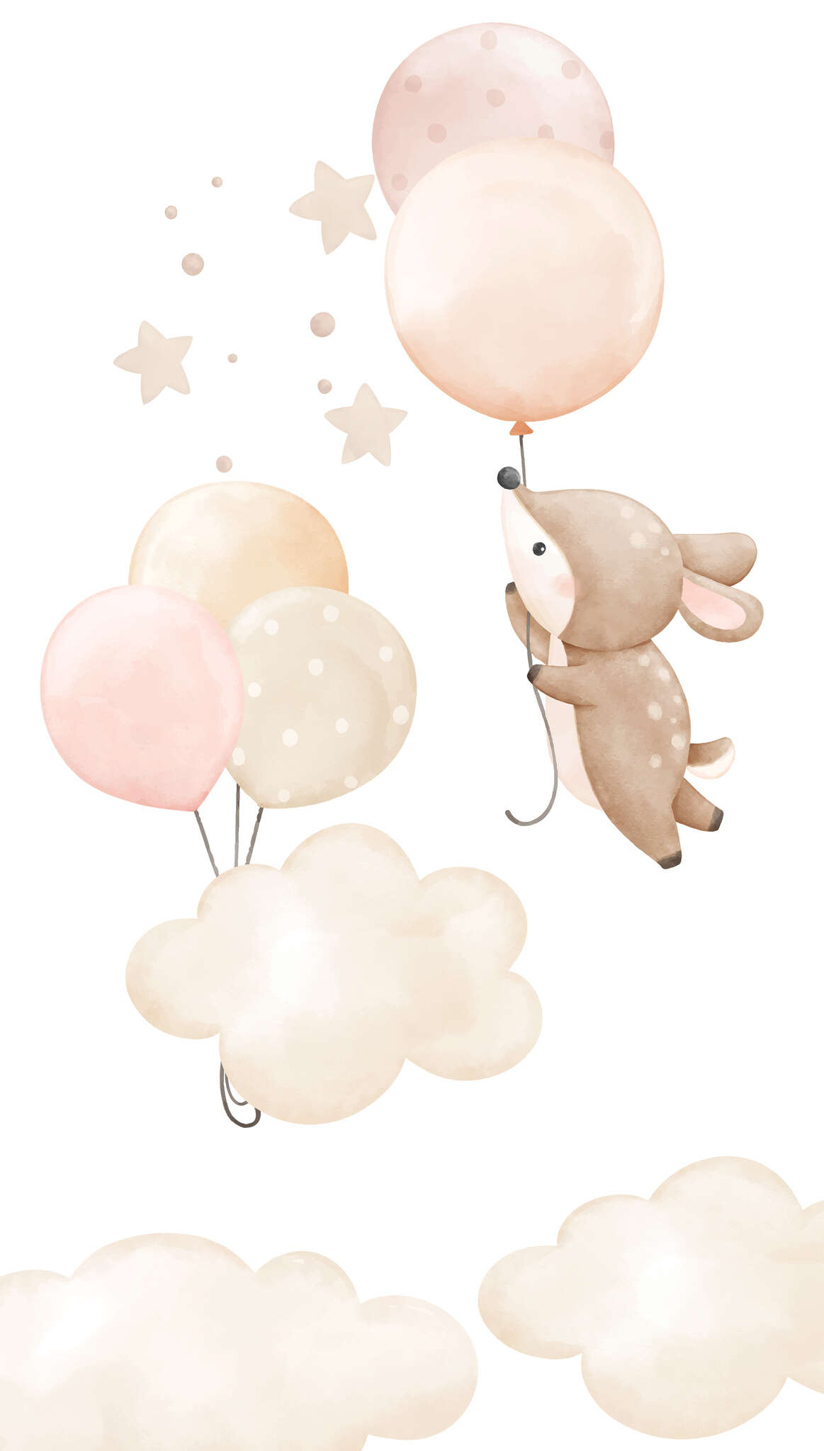 10-367959 Artikelscan 1 Fototapete Kinderzimmer mit Hasen, Wolken und Ballons in Pink - Kids World II 367959