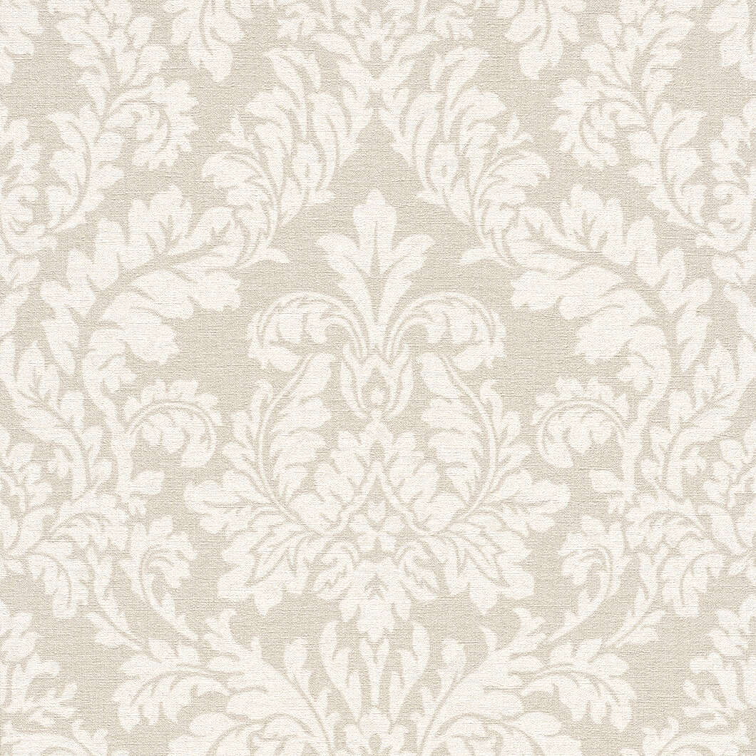 10-449020 Artikelscan 1 Barock inspirierte Tapete mit edlem Ornamentmuster in Creme und Beige – für eine luxuriöse Raumwirkung.