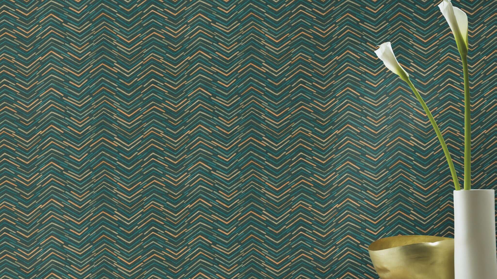 10-560985 Raumsituationen 4 Graphic non-woven wallpaper in green-petrol Selection 560985