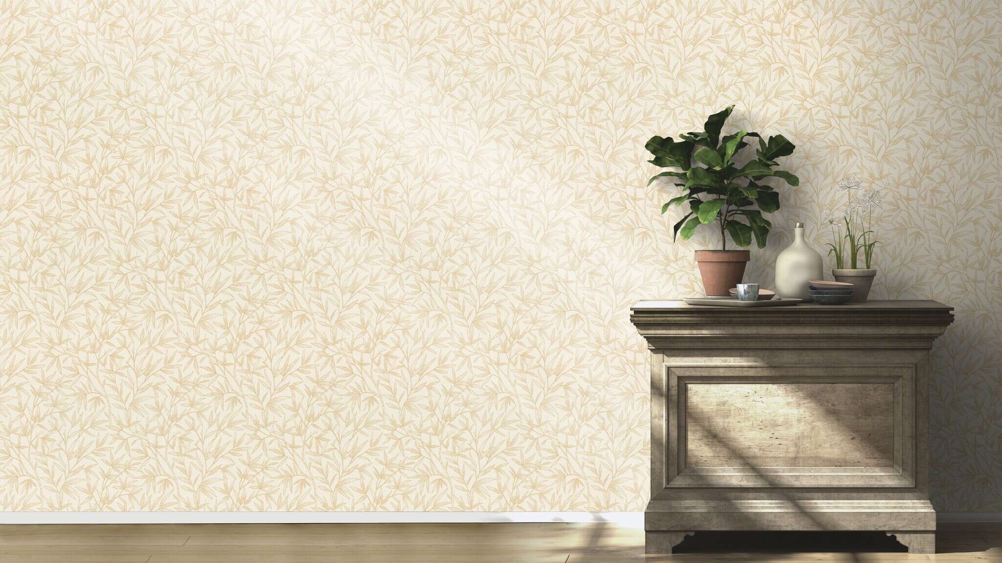 10-983142 Raumsituationen 2 Non-woven wallpaper in yellow-petrol Novella XL 983142