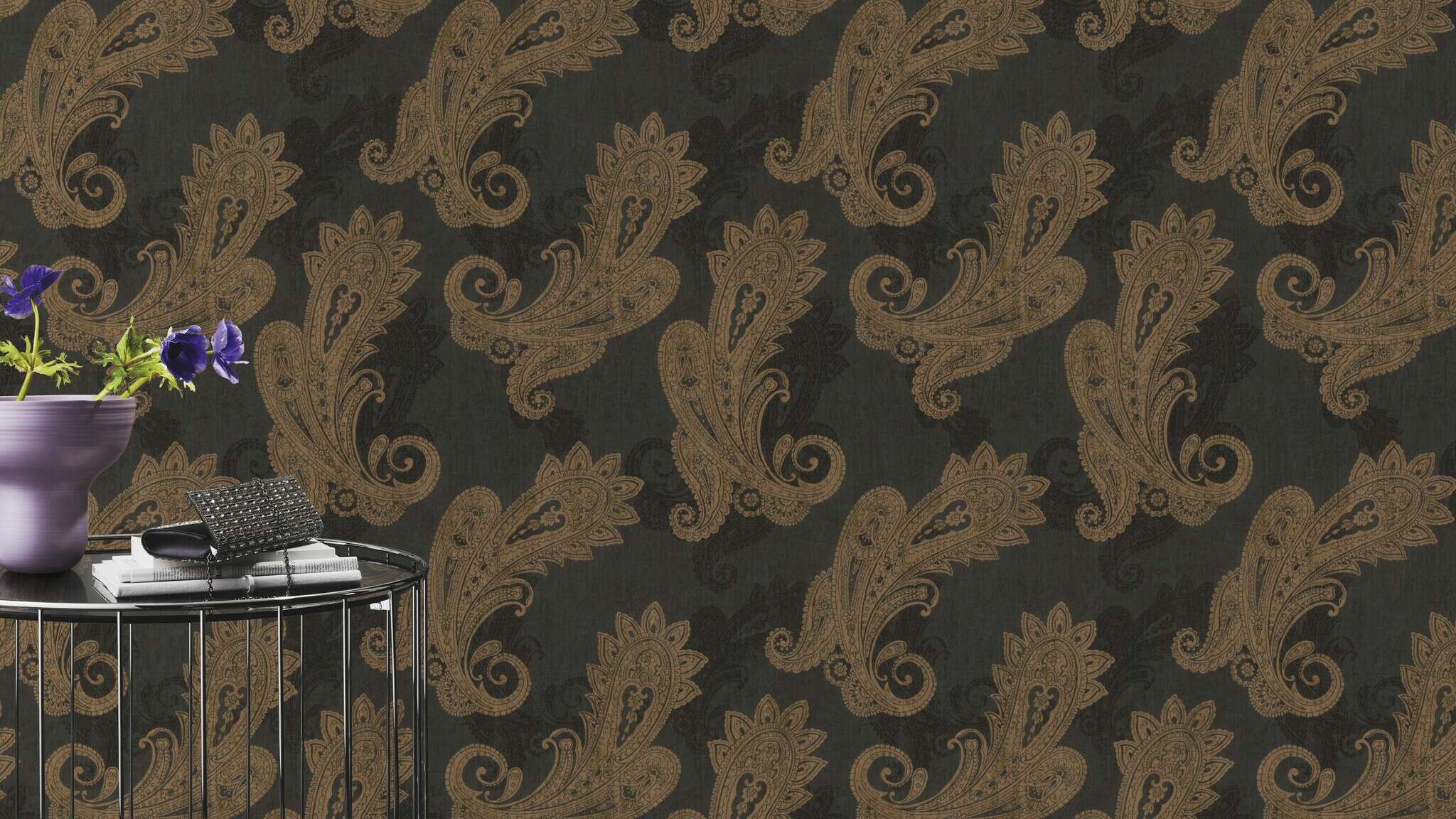 10-746464 Raumbilder 1 Room with Oriental wallpaper with paisley-style ornaments