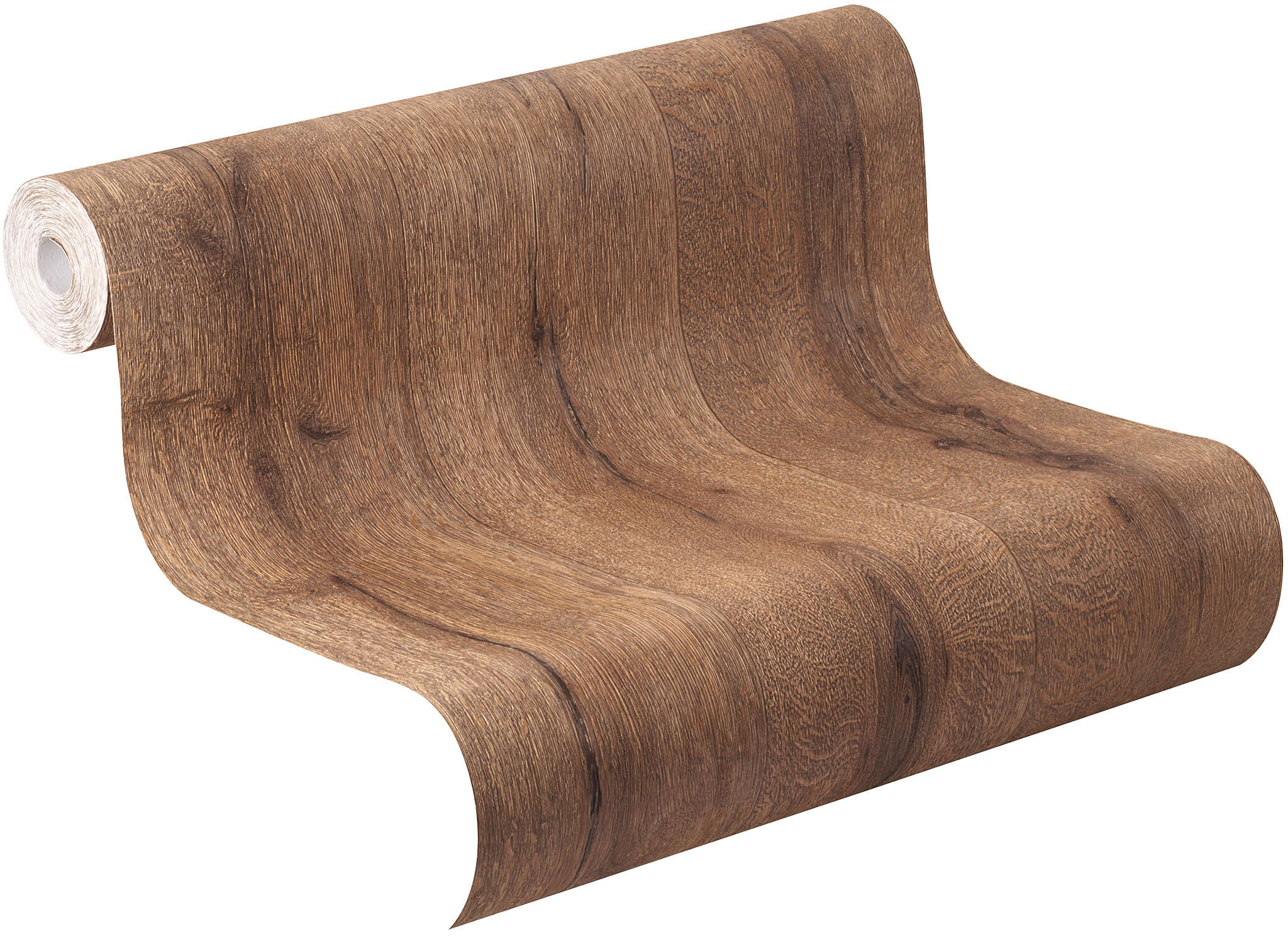 10-514445 Rolle abgerollt 1 Unrolled wallpaper roll with Wallpaper with wood look