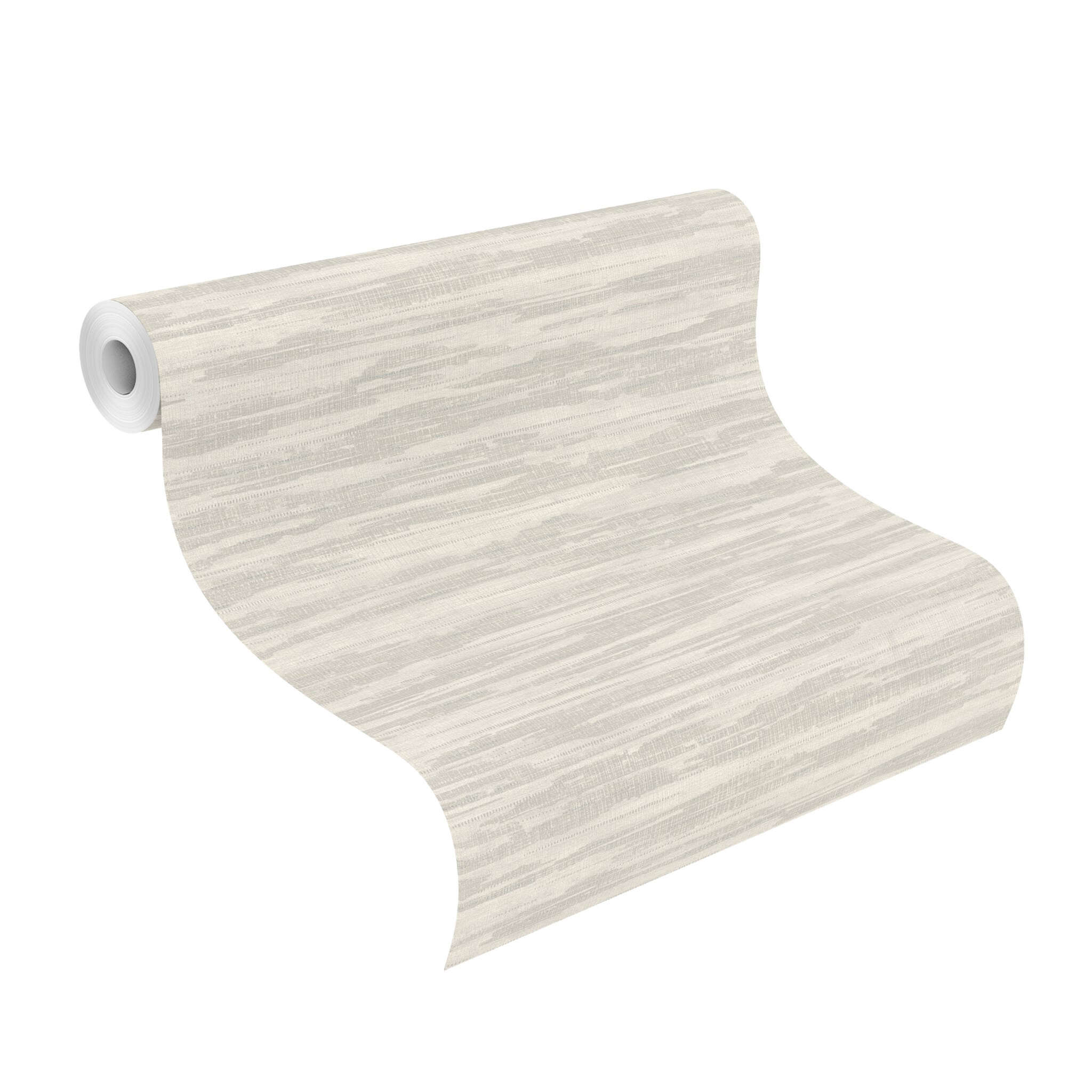 10-720440 Rolle abgerollt 1 Unrolled wallpaper roll with Wallpaper with horizontal lines and grooved texture