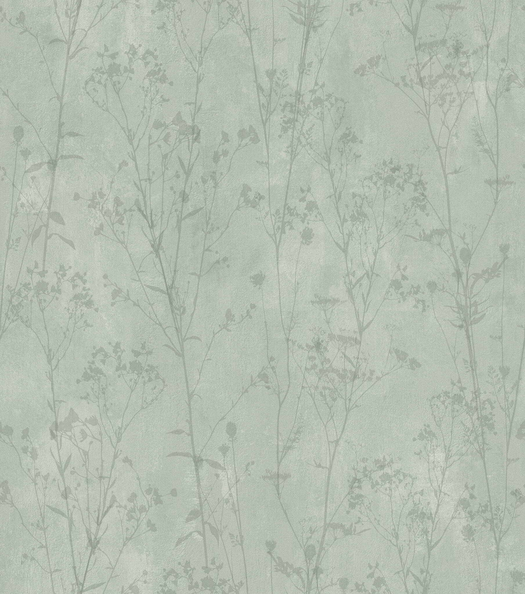 Papiertapete 201451 mit feinen Pflanzen in Grün