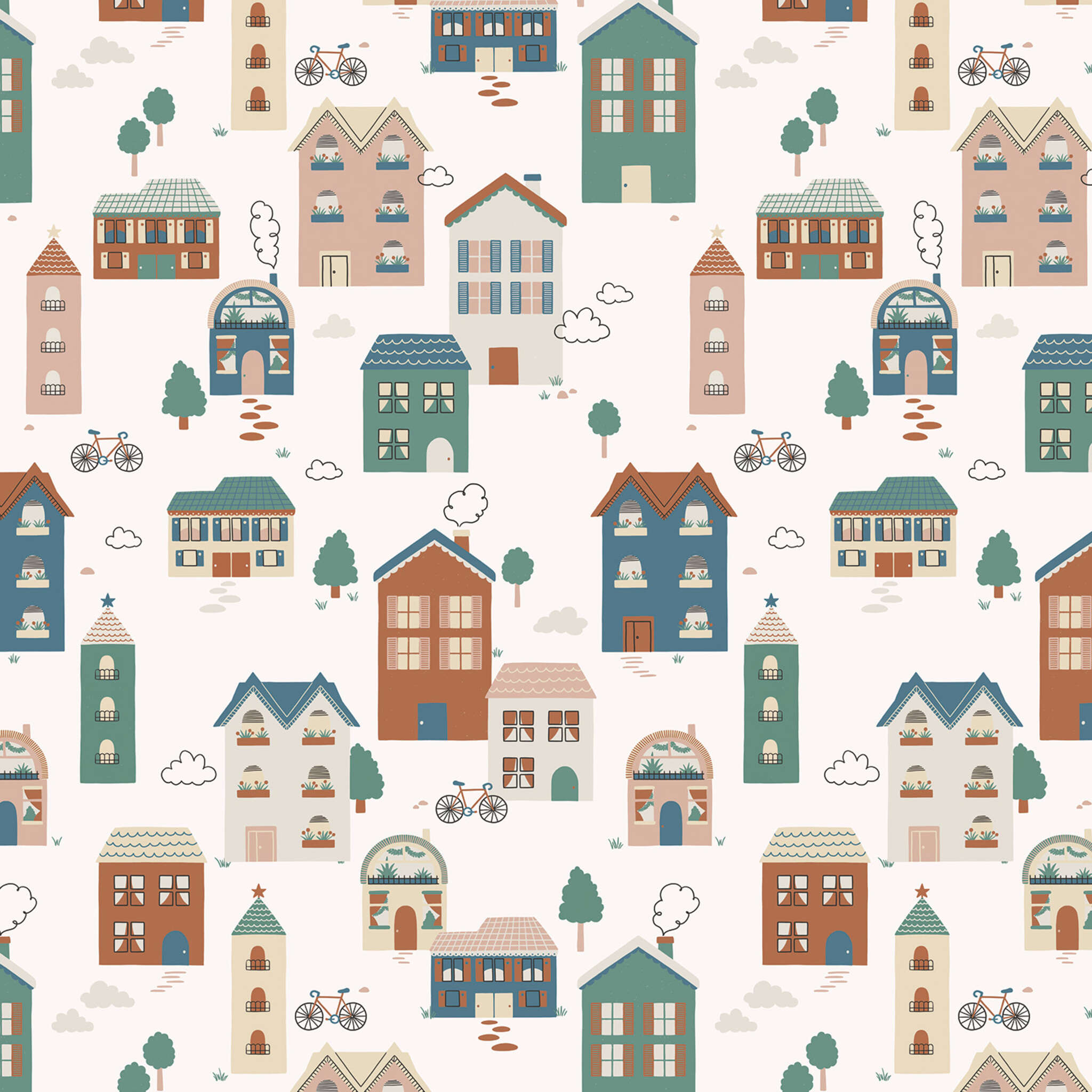 10-300204 D2C Vorschaubild 1 Fototapete Tiny Houses in Blau | Roomblush - RB393