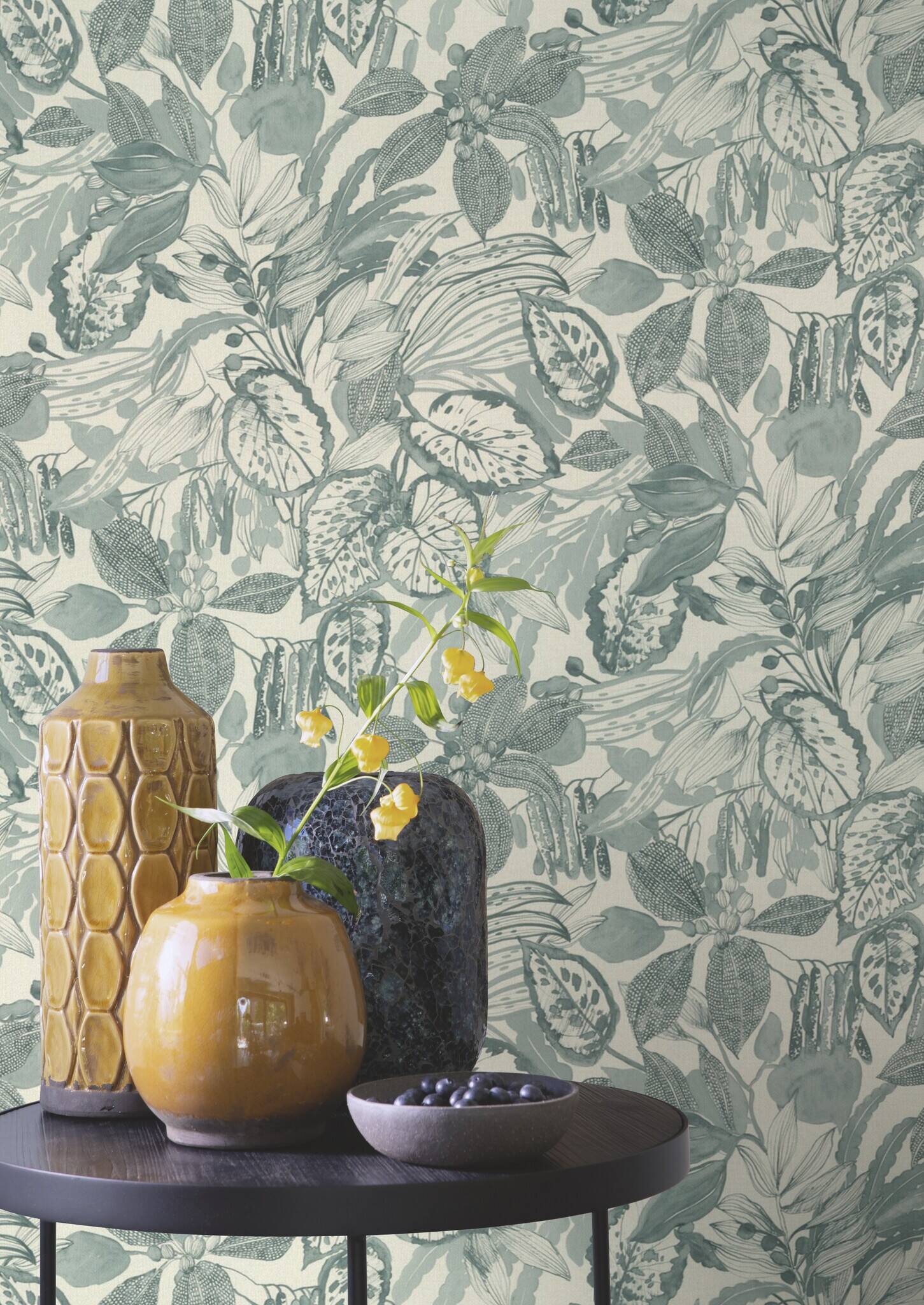 10-983005 Raumsituationen 4 Non-woven wallpaper in blue-petrol Novella XL 983005