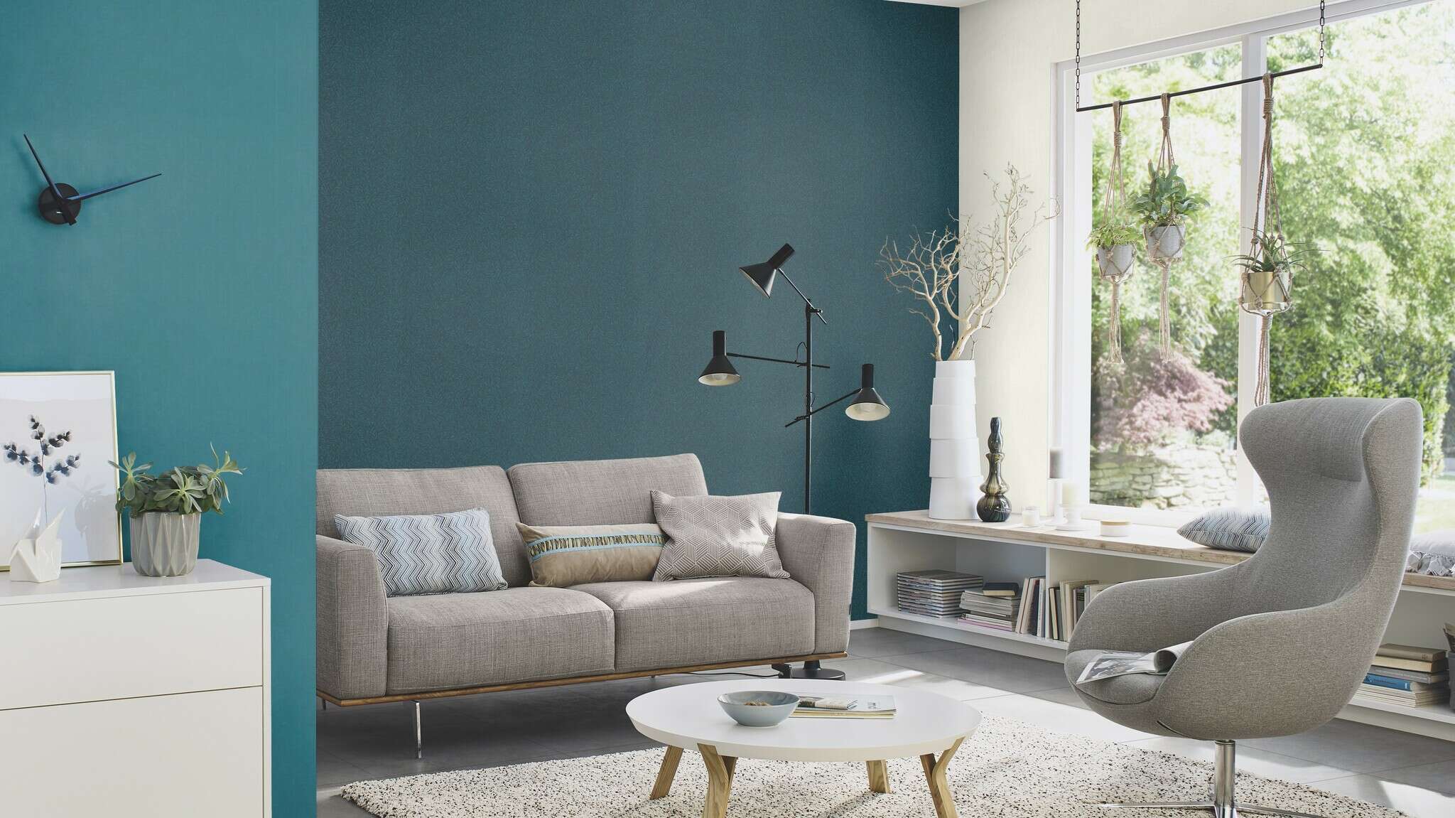 10-552300 Raumsituationen 3 Twigs non-woven wallpaper in blue-dark blue Selection 552300