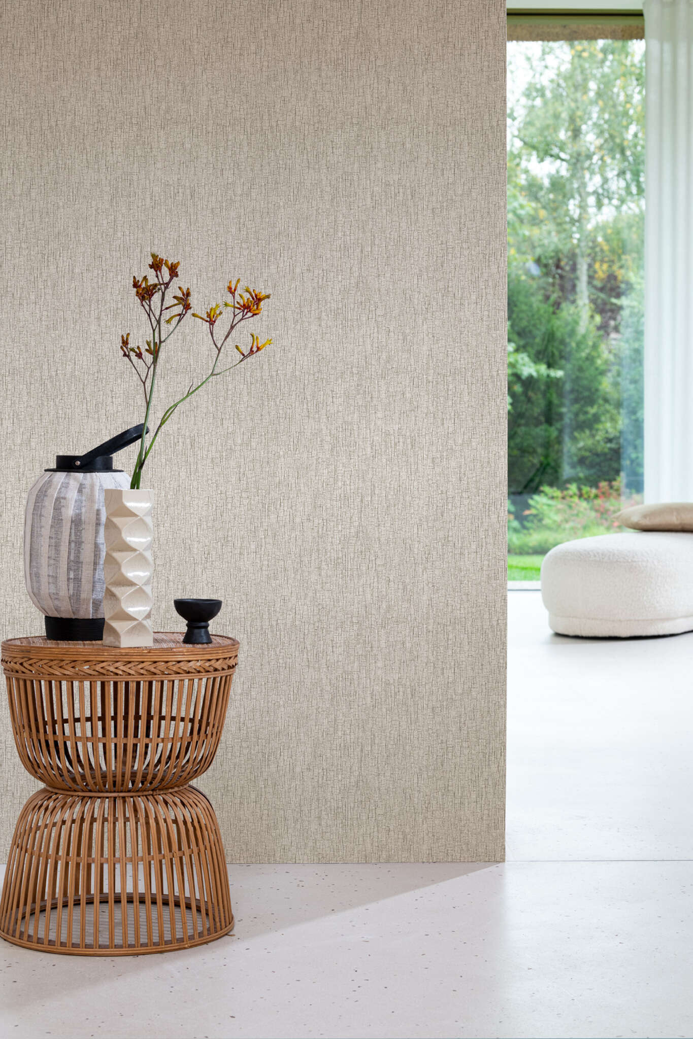 10-435436 Raumbilder 3 Non-woven wallpaper Fabric Look in White and Silver - Noble Zen Shibori 435436