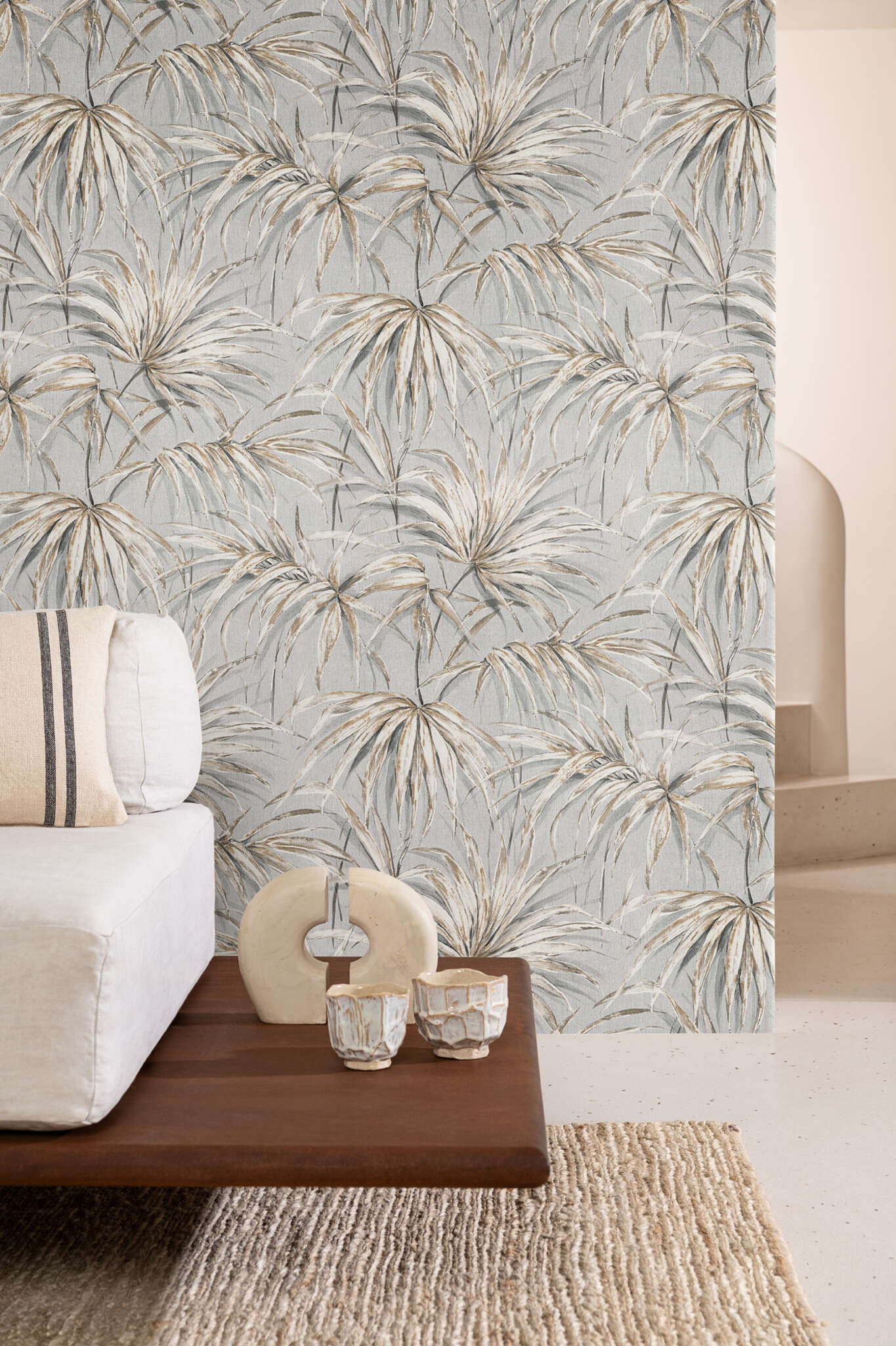 10-435368 Raumbilder 3 Non-woven wallpaper Bamboo Leaves in Grey - Noble Zen Akari 435368