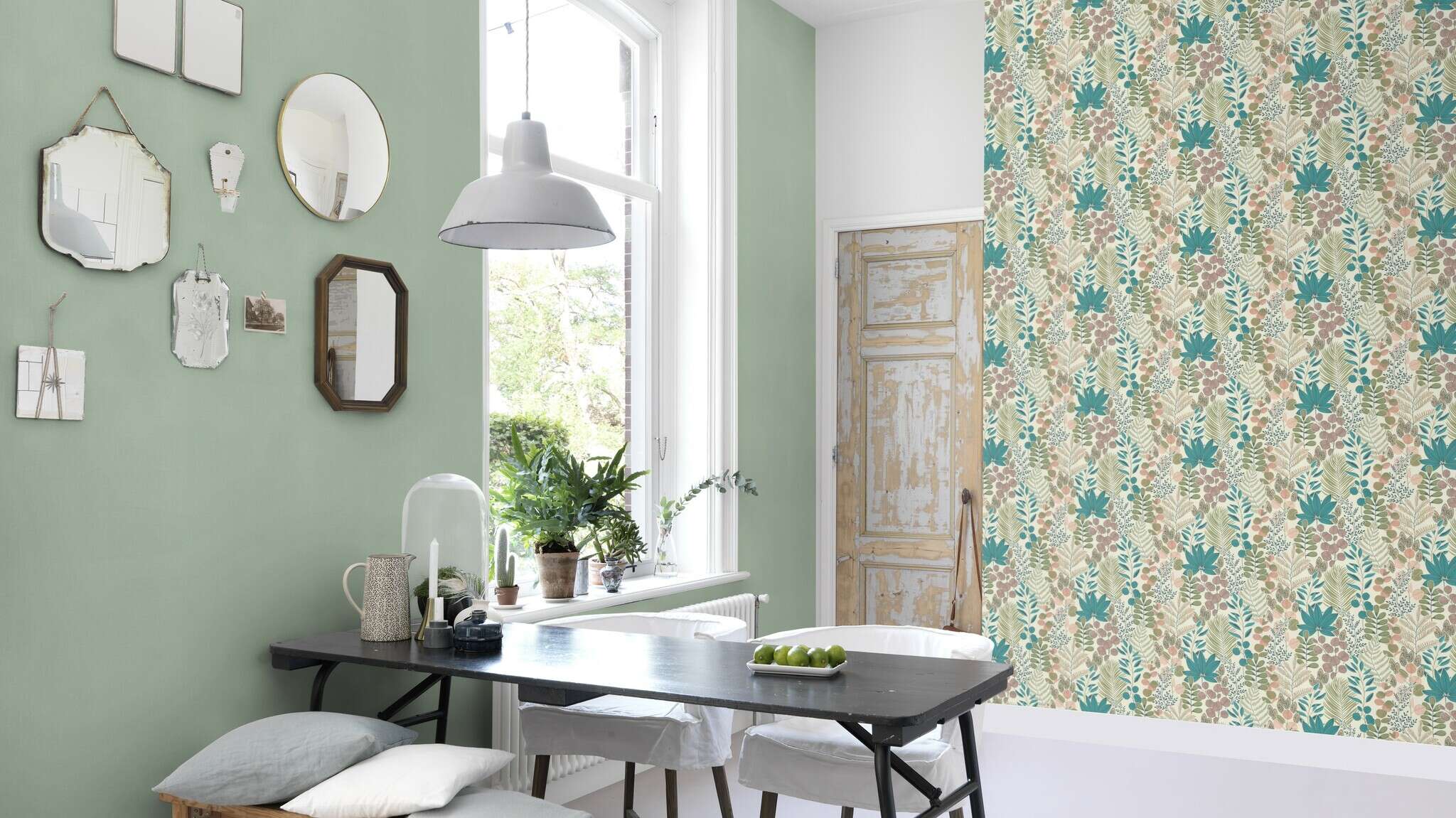 10-465310 Raumsituationen 6 Non-woven plant wallpaper in cream-cream Light selection vinyl/non-woven 465310