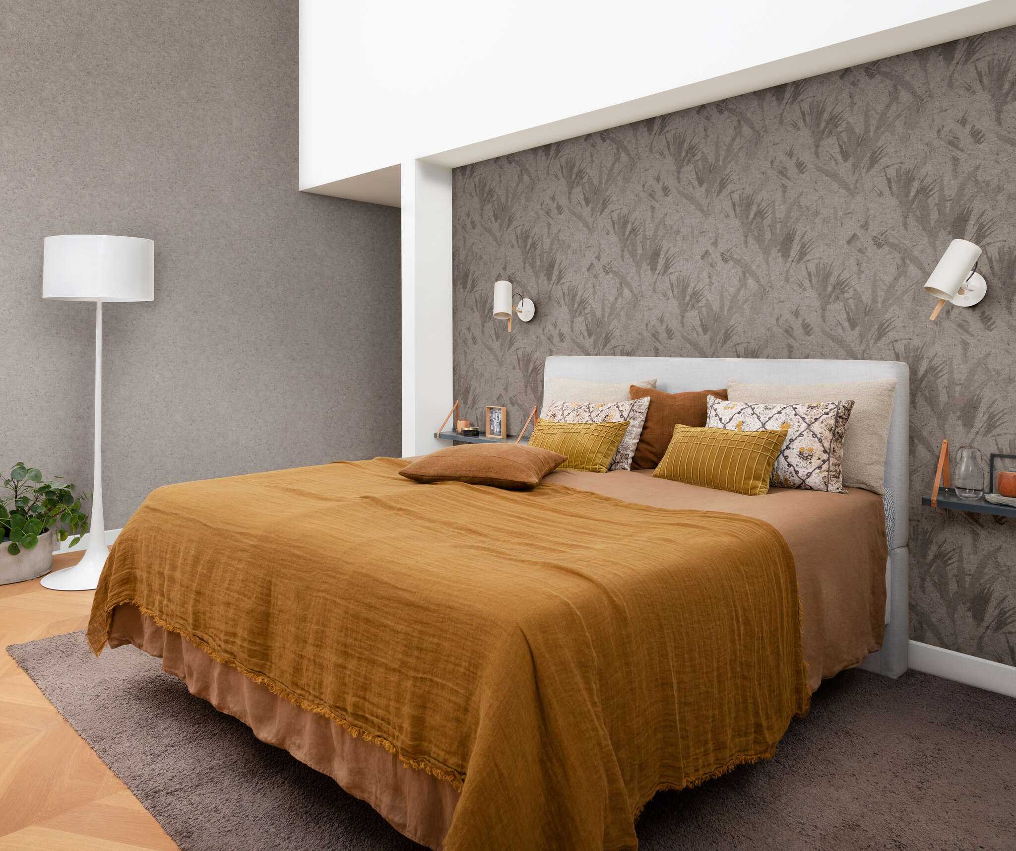 10-520750 Raumbilder 1 Reed non-woven wallpaper in dark brown-taupe Selection 520750