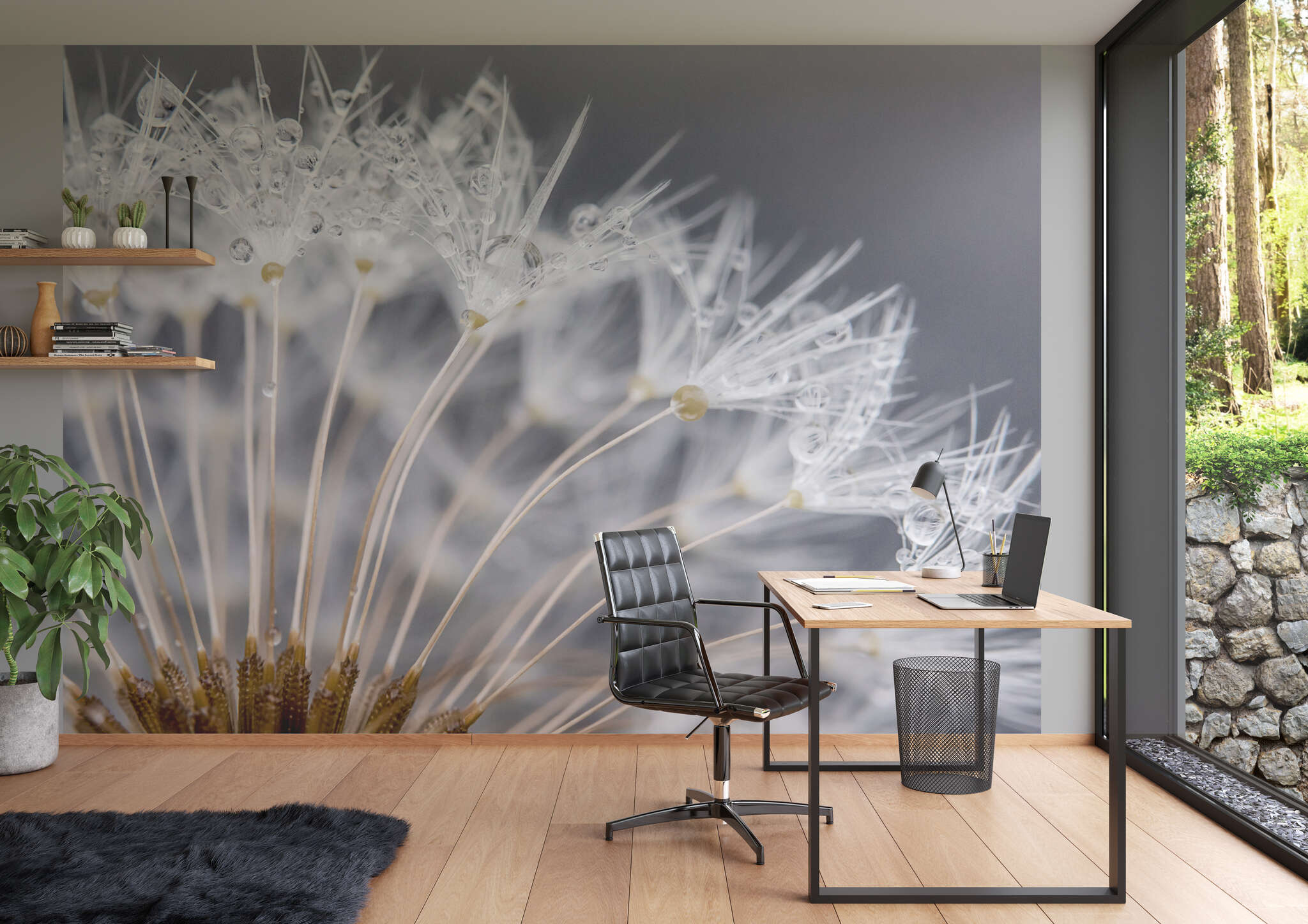 Arbeitszimmer mit 363333 - Fototapete - Makro-Aufnahme vom Ausschnitt eines Pusteblumen-Kopfs magicwalls Fototapete Makro Pusteblume 363333