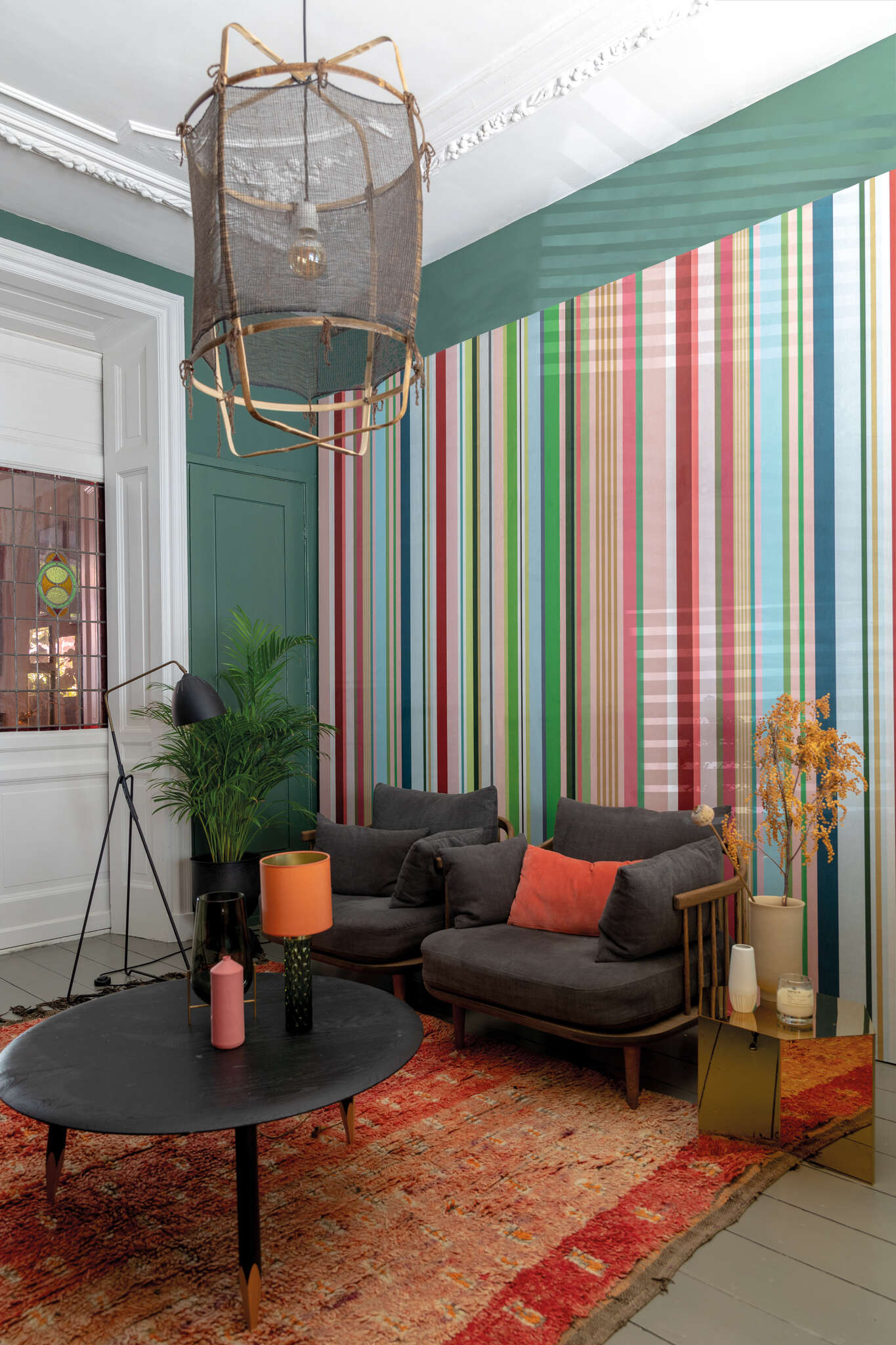 10-539134 Raumbilder 2 Club botanique photo wallpaper with stripes 539134