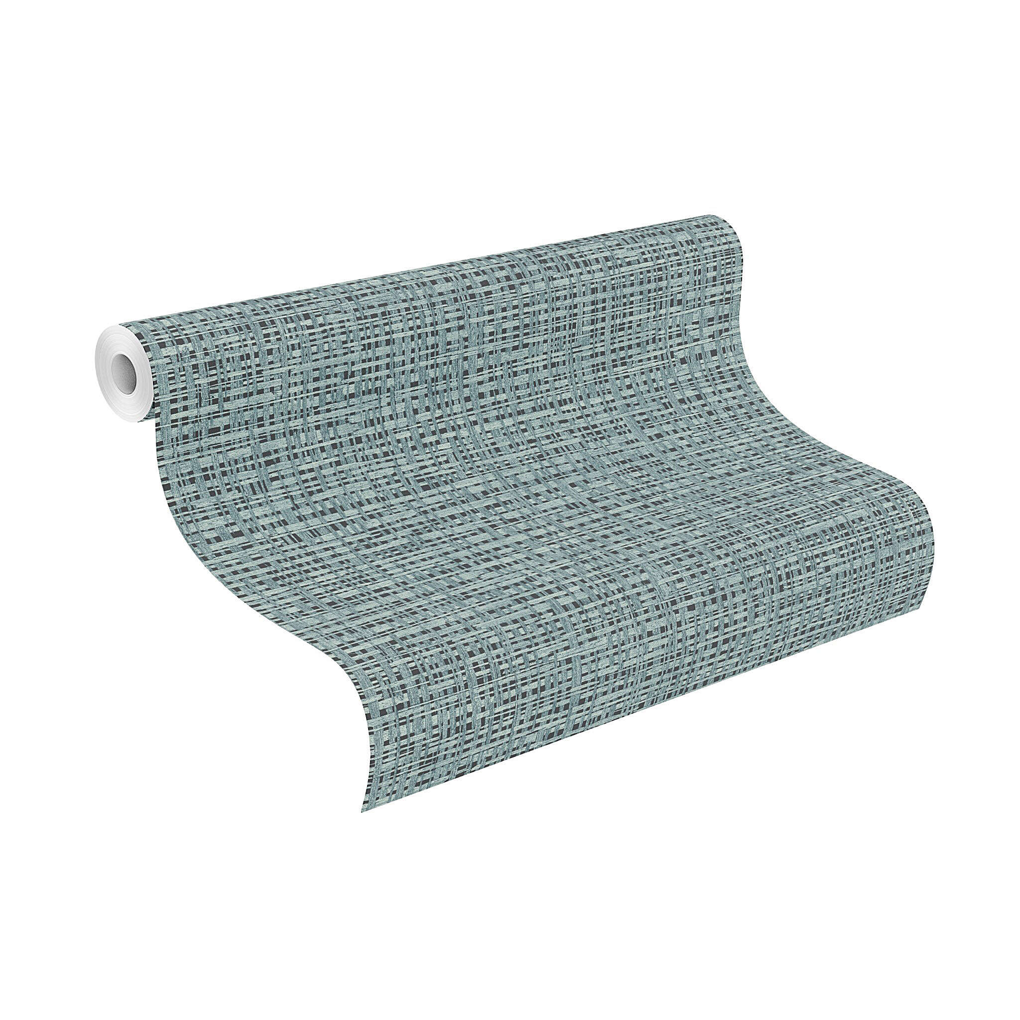 10-865486 Rolle abgerollt 1 Unrolled wallpaper roll with Wallpaper with organic woven pattern