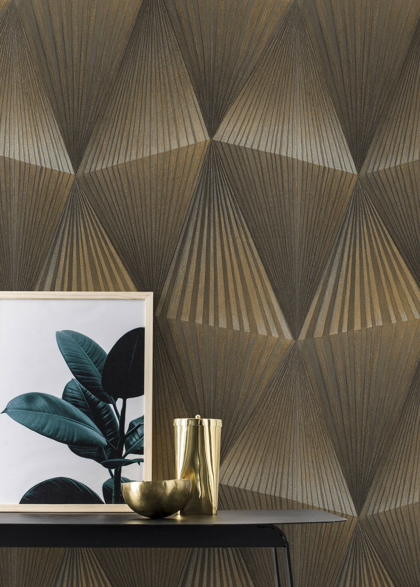 10-370713 Raumsituationen 1 Self-adhesive wallpaper Cairo 370713 - Geometric 3D motif in gold