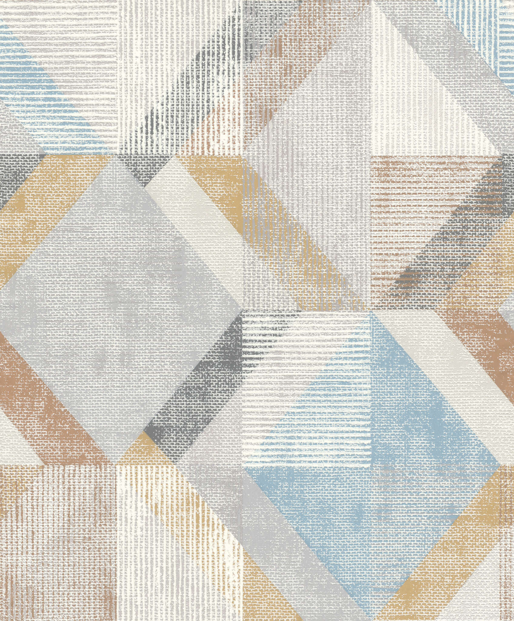 10-311907 Artikelscan 1 Modern wallpaper with a large diamond pattern in blue, beige and grey with a vintage character