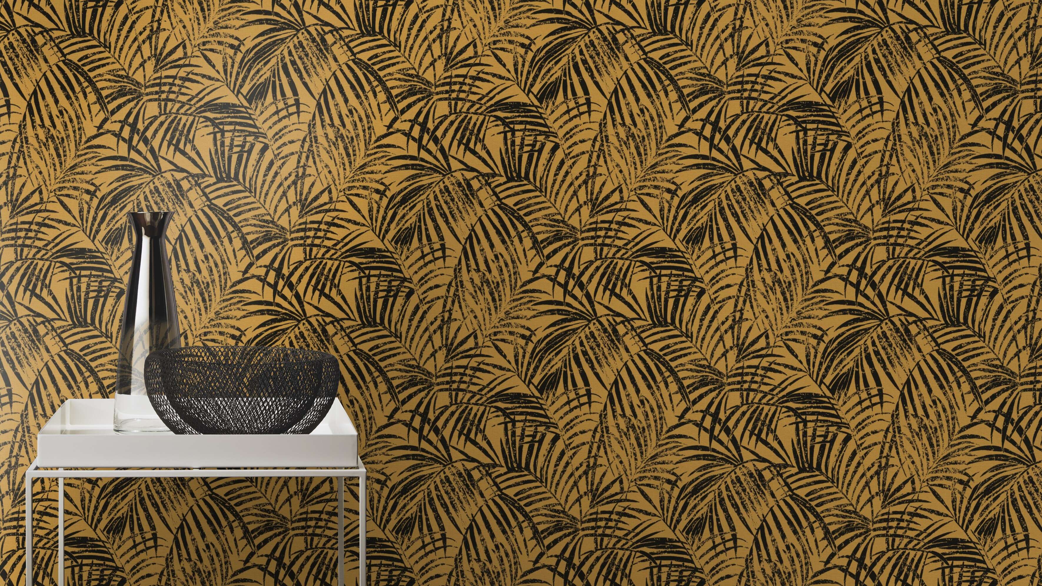 10-832136 Raumsituationen 1 Non-woven wallpaper in yellow-ochre Selection vinyl/non-woven 832136