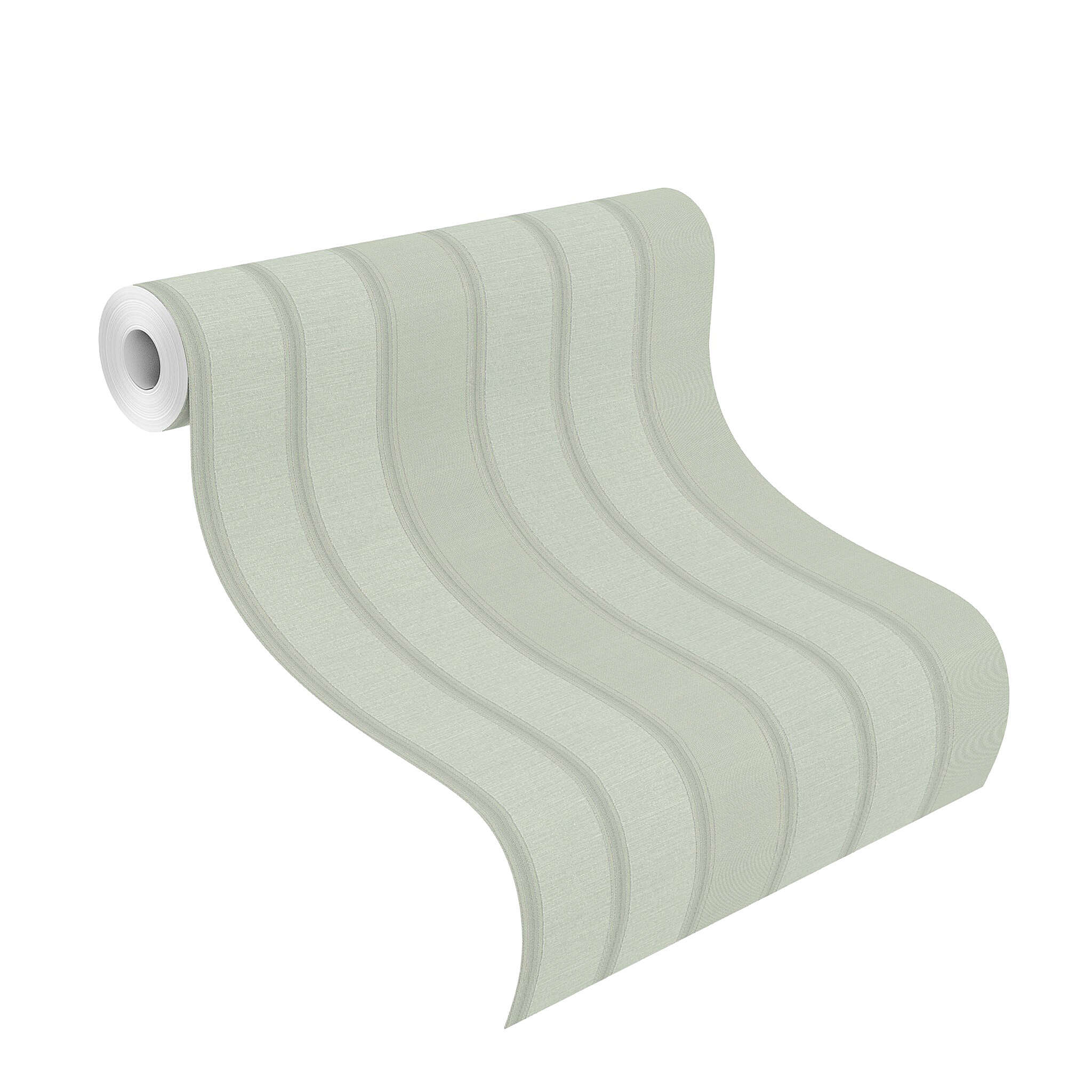10-421040 Rolle abgerollt 1 Non-woven wallpaper with stripes in green 421040
