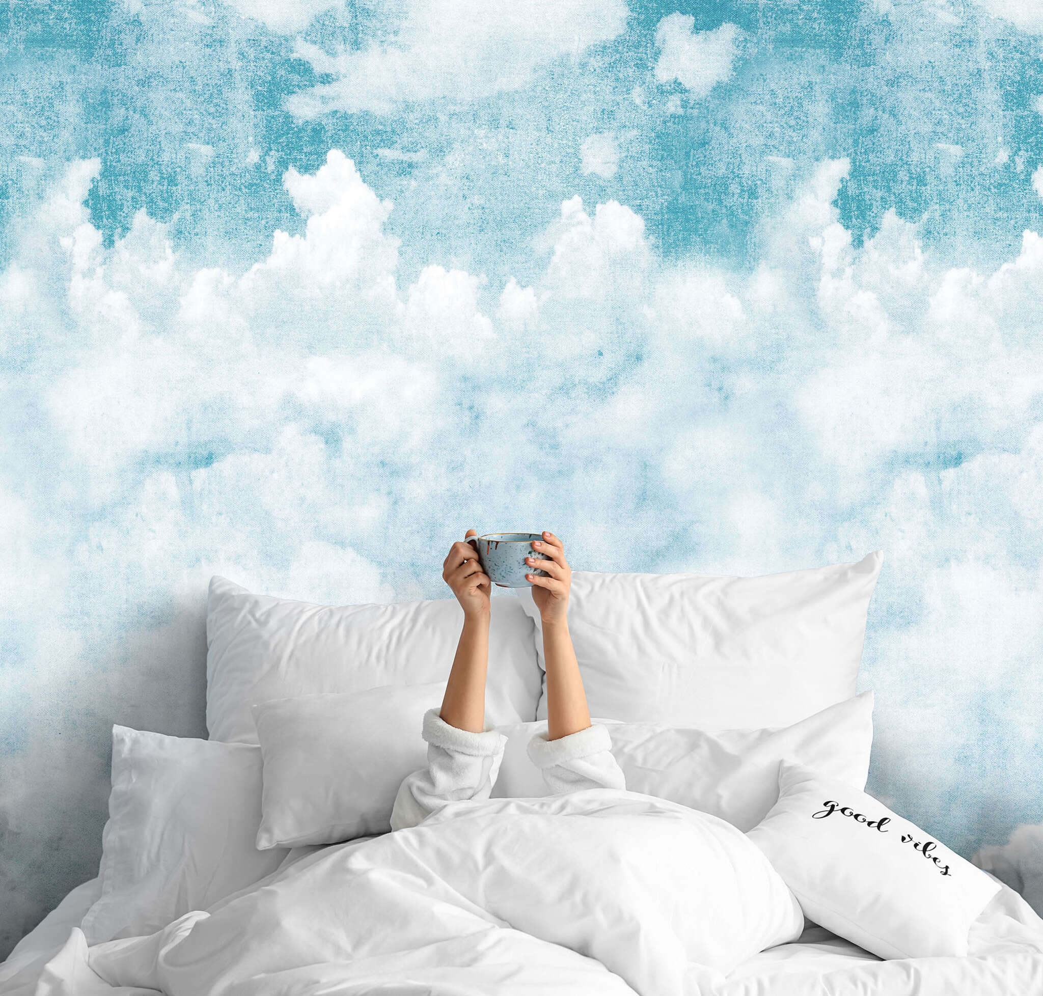 10-300349 Raumsituationen 2 Wall mural Cotton Cloud in Blue | Roomblush - RB468