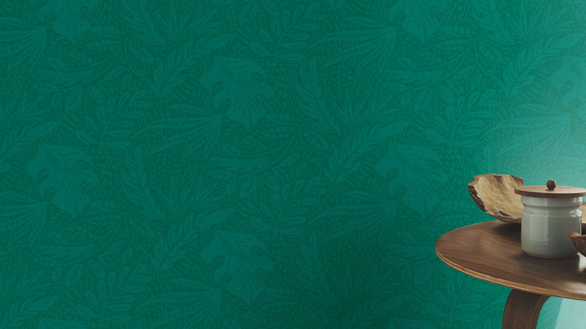 10-553062 Raumsituationen 2 Leaves non-woven wallpaper in green 553062