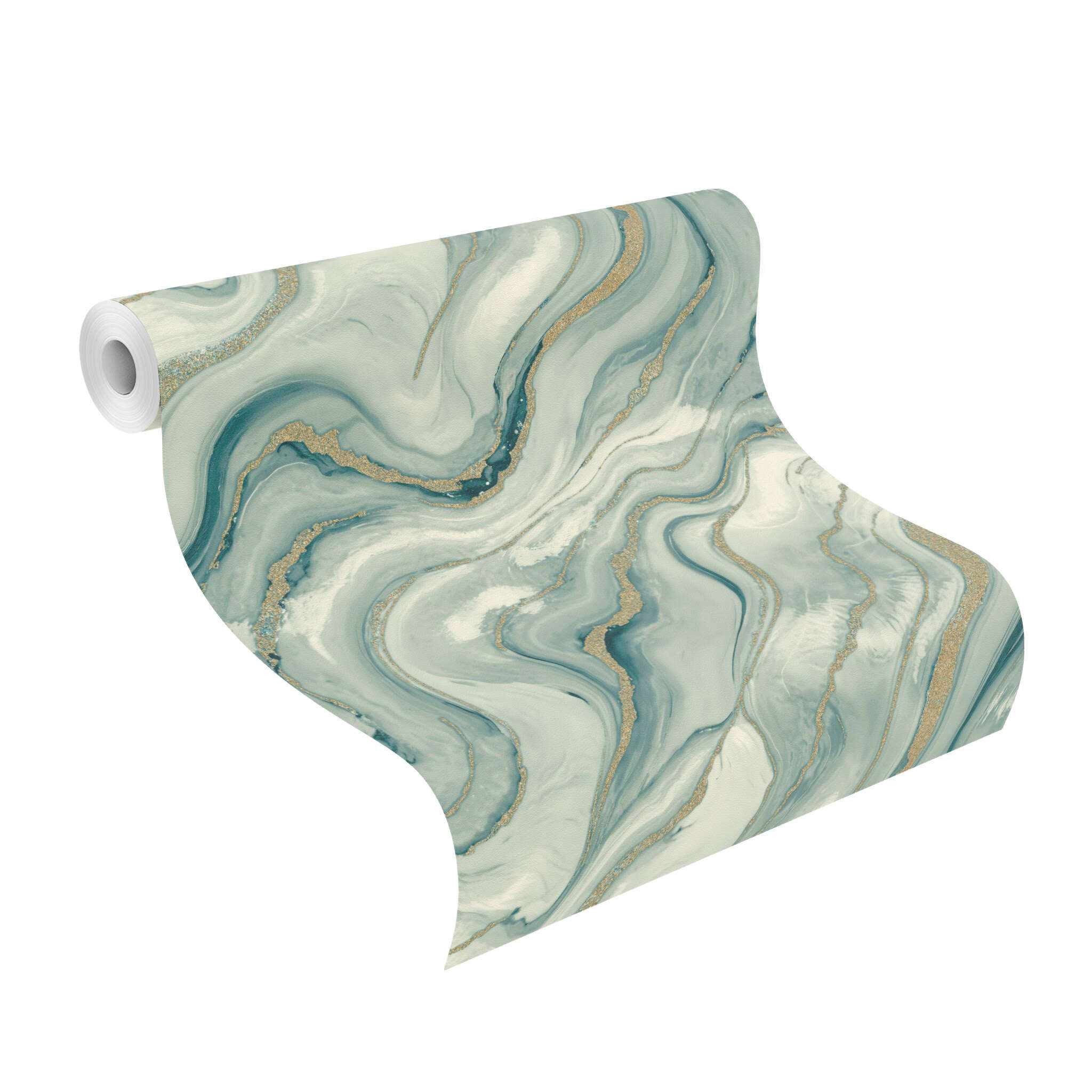 10-497632 Rolle abgerollt 1 Marble-effect wallpaper in green - Factory VI Marmorea 497632