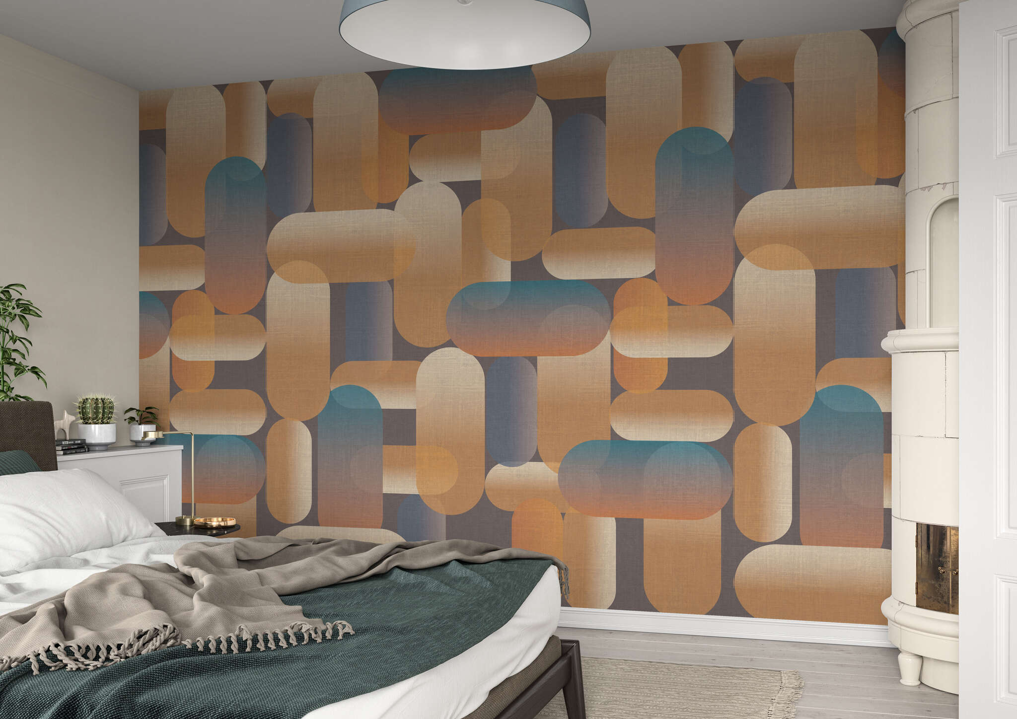 Schlafzimmer mit 364057 - Wandbild - Anleihen aus den 70ern prägen dieses Oval-Muster magicwalls photo wallpaper 364057