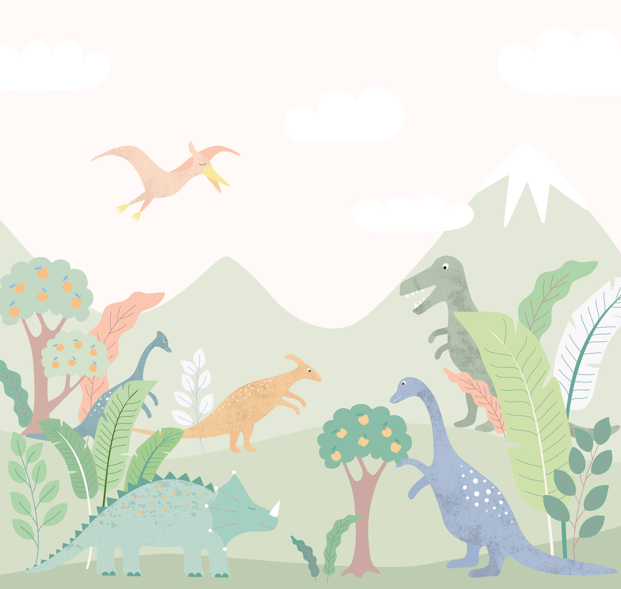 Vliestapete Dino World in Grün | Roomblush - RB367