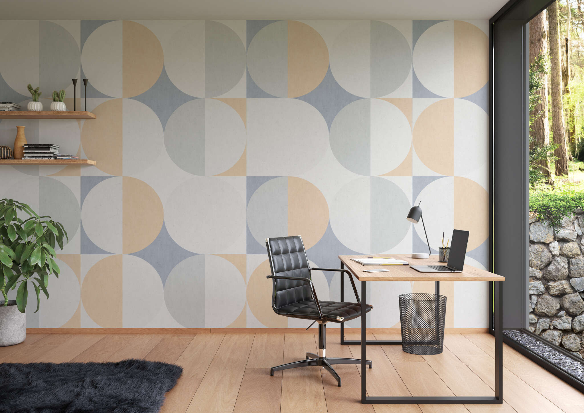 Arbeitszimmer mit 364019 - Wandbild - Retro-Charme und doch modern - hier schließt sich der Kreis magicwalls retro wallpaper 364019