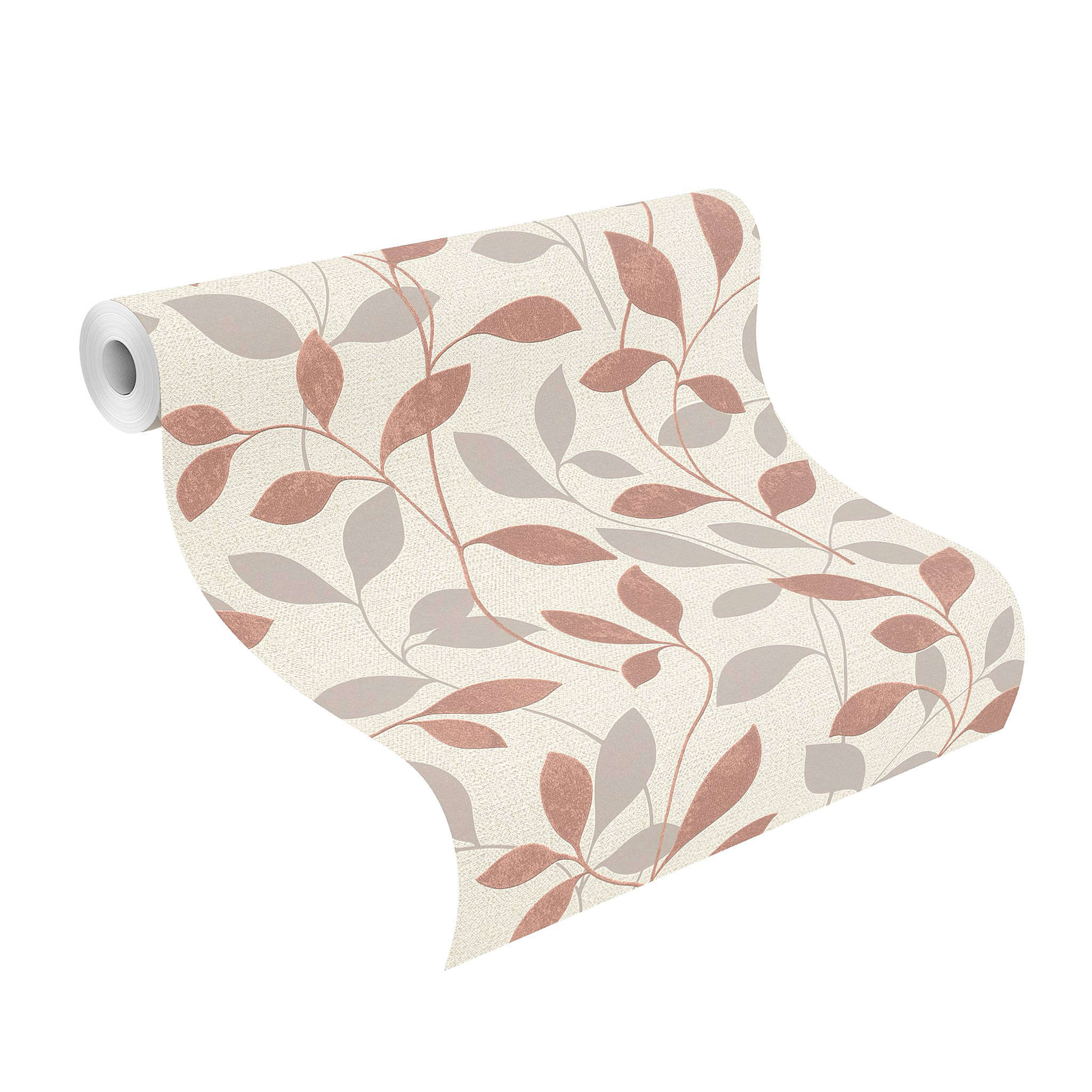 10-639858 Rolle abgerollt 1 Unrolled wallpaper roll with Textured wallpaper with three-dimensional plants