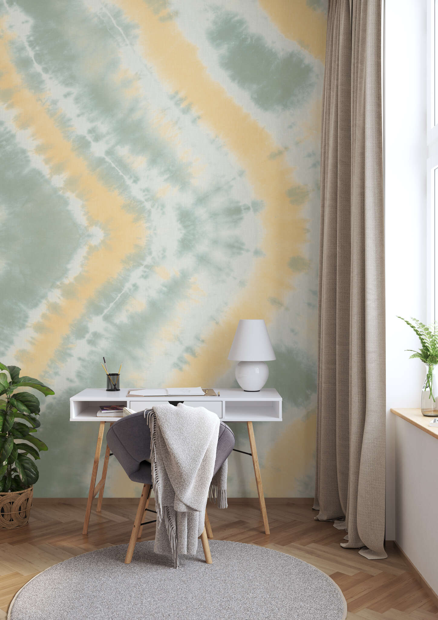 10-367645 Raumsituationen 1 Non-woven wallpaper in green Beachhouse wallpaper 367645