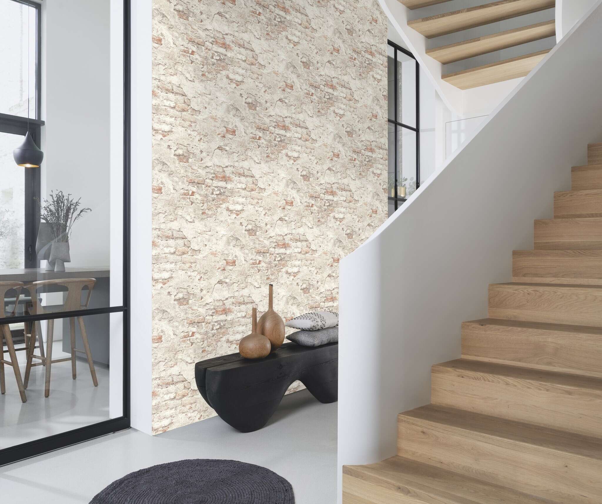 10-939316 Raumsituationen 6 Room with Wallpaper with stone wall