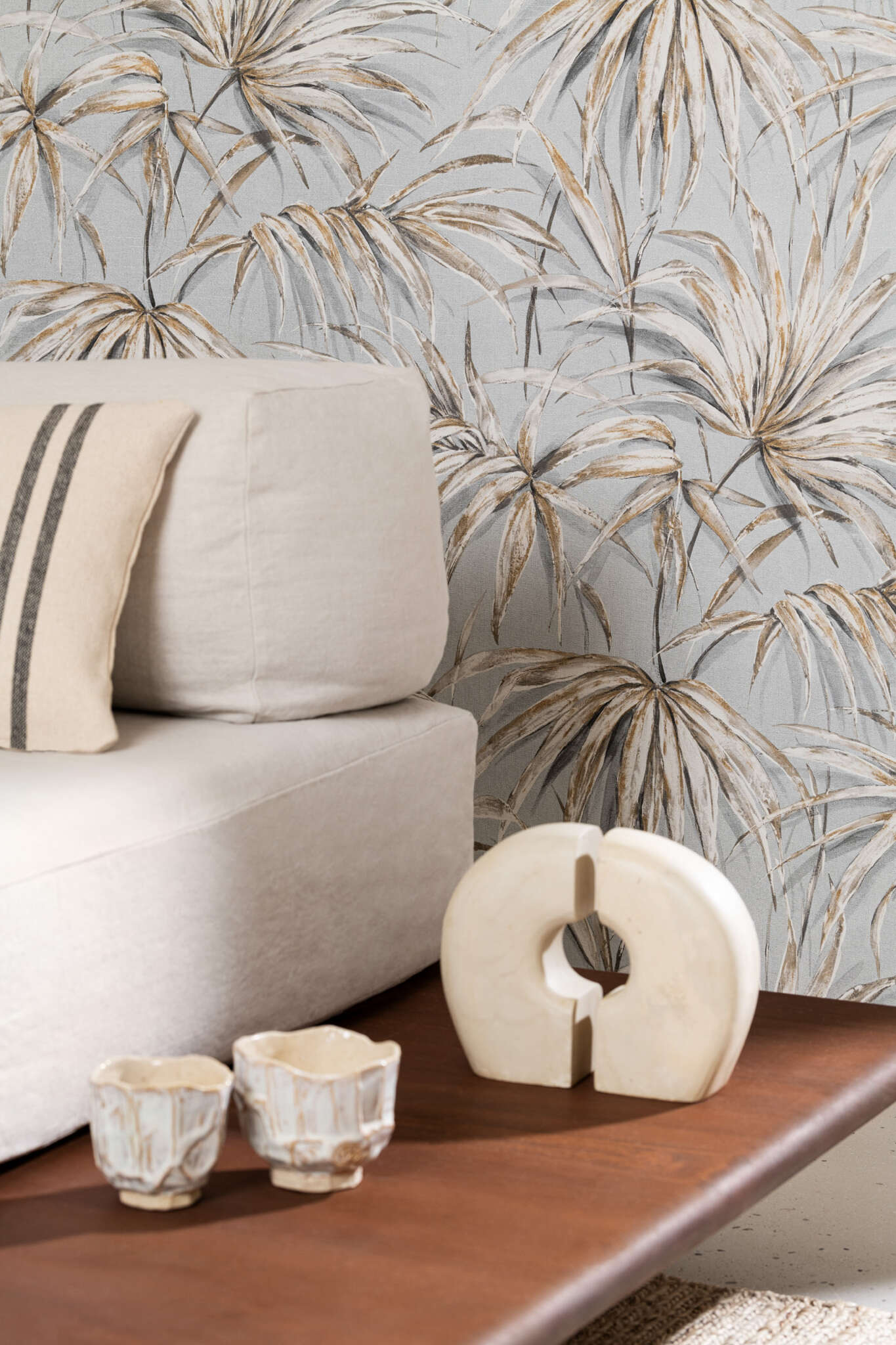 10-435368 Raumbilder 2 Papier peint intissé Feuilles de bambou en gris - Noble Zen Akari 435368