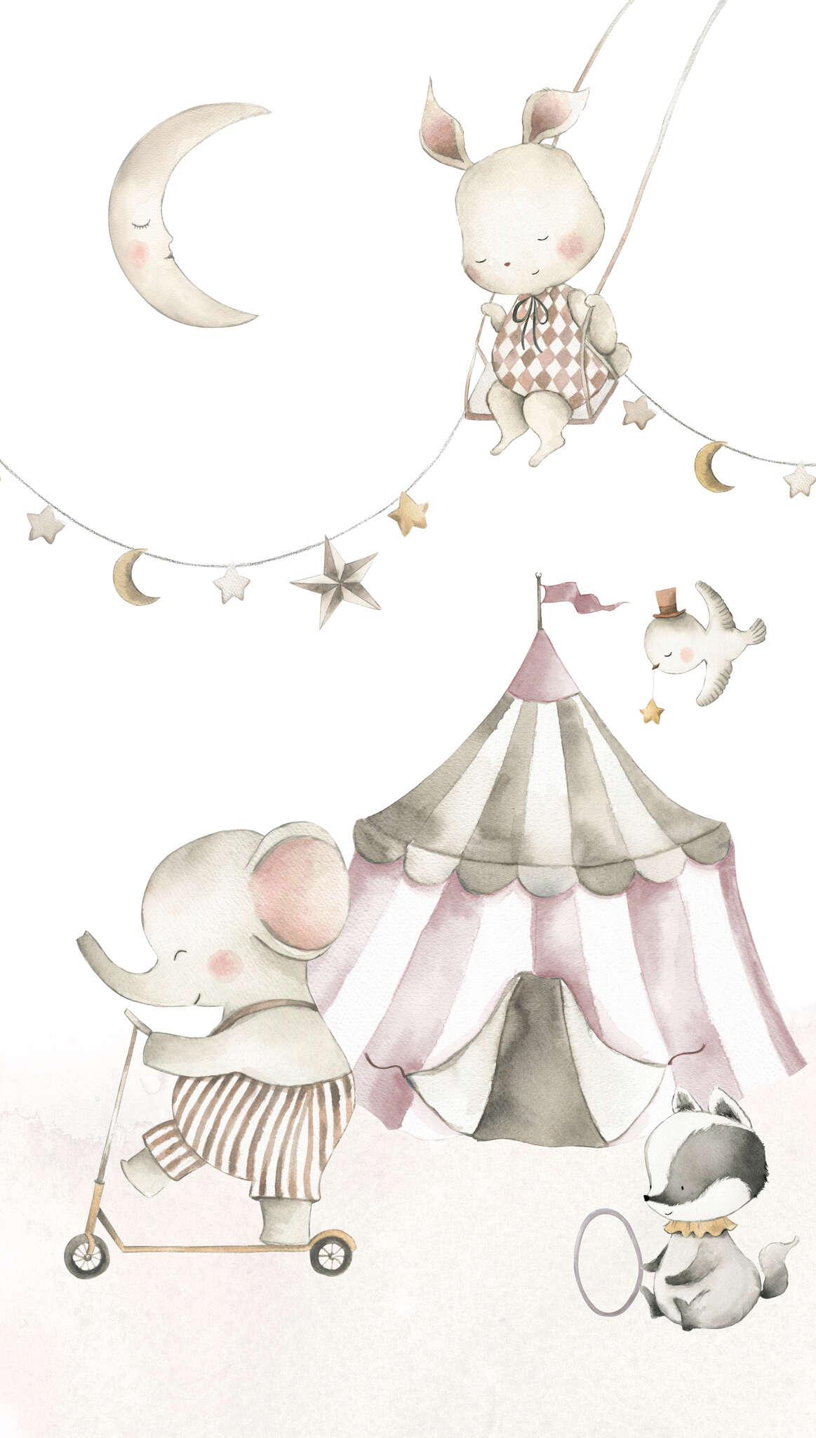 10-367935 Artikelscan 1 Fototapete Kinderzimmer Zirkus und Tiere in Pink - Kids World II 367935