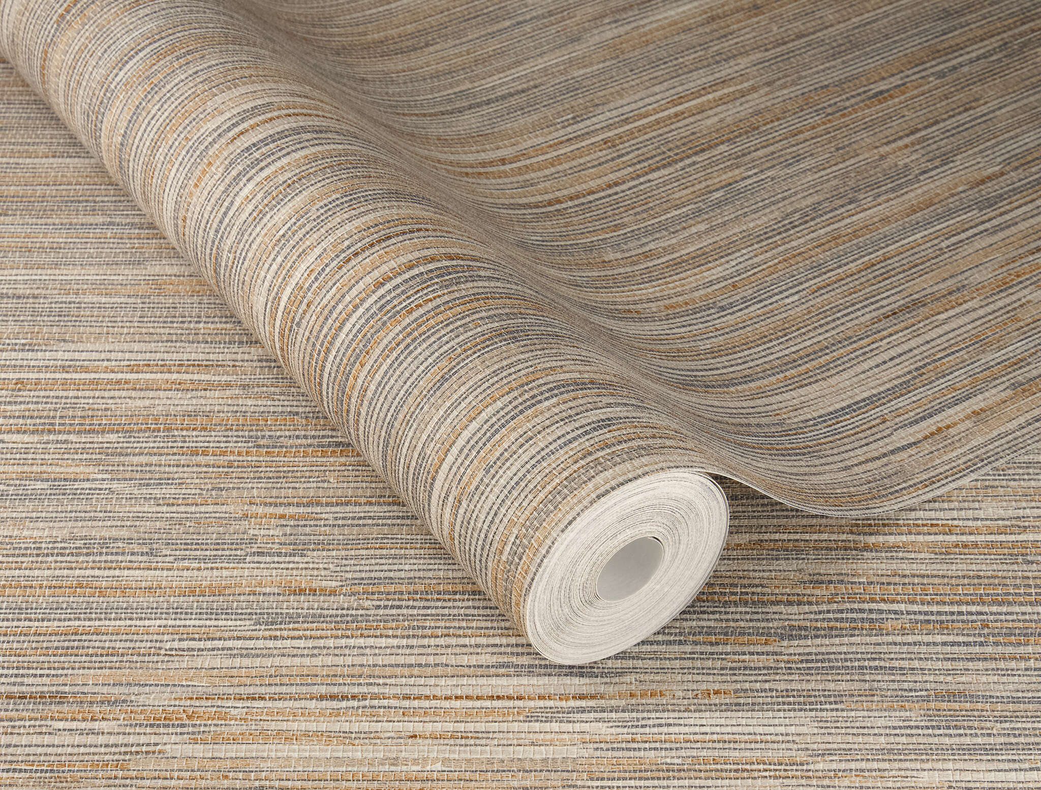 10-435177 Detailaufnahmen 1 Non-woven wallpaper with woven texture in blue and brown - Noble Zen Toki 435177