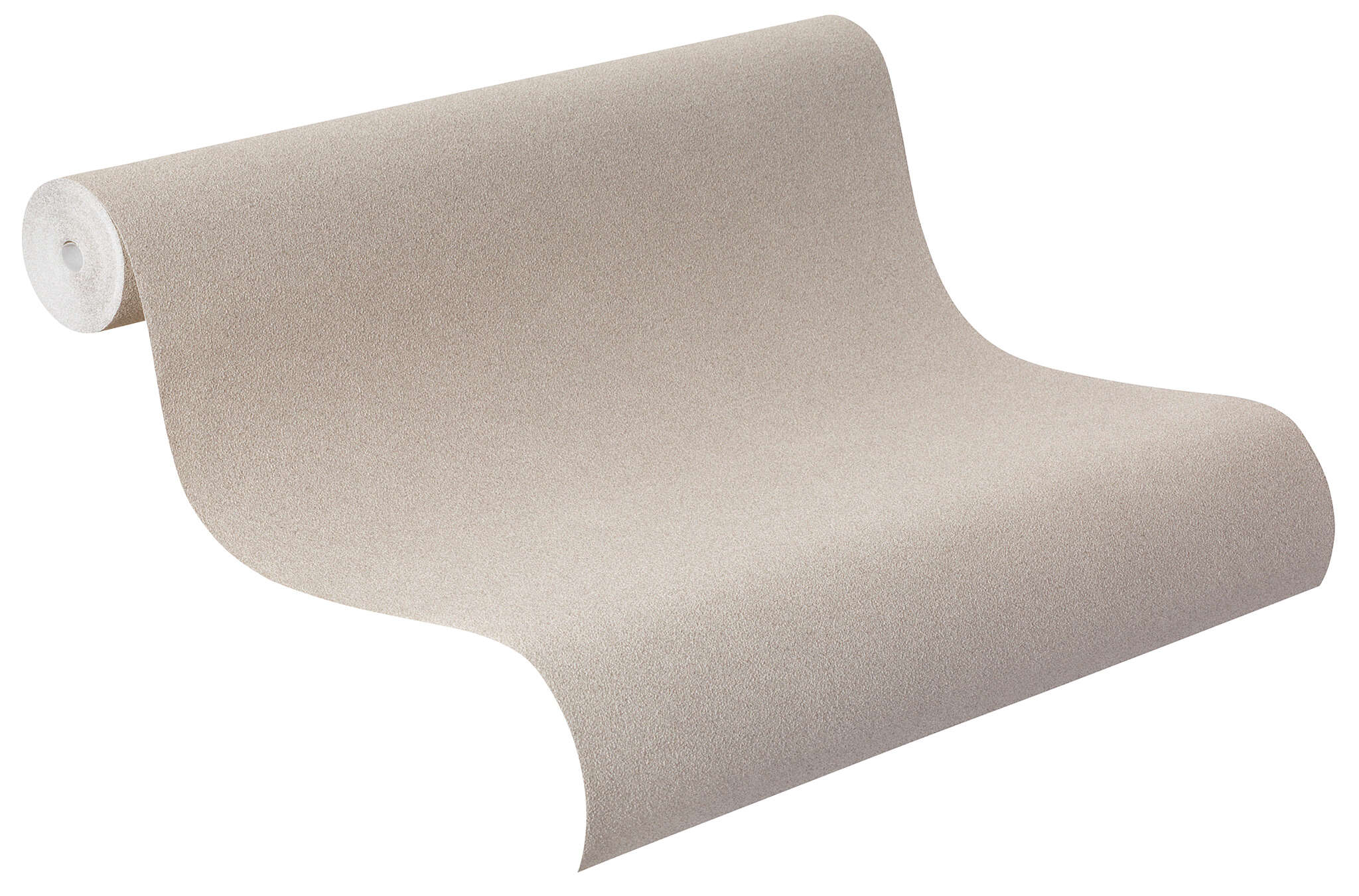 10-479409 Rolle abgerollt 1 Unrolled wallpaper roll with Subtle non-woven wallpaper with a matt surface in an earthy taupe tone – understated, cosy and versatile.