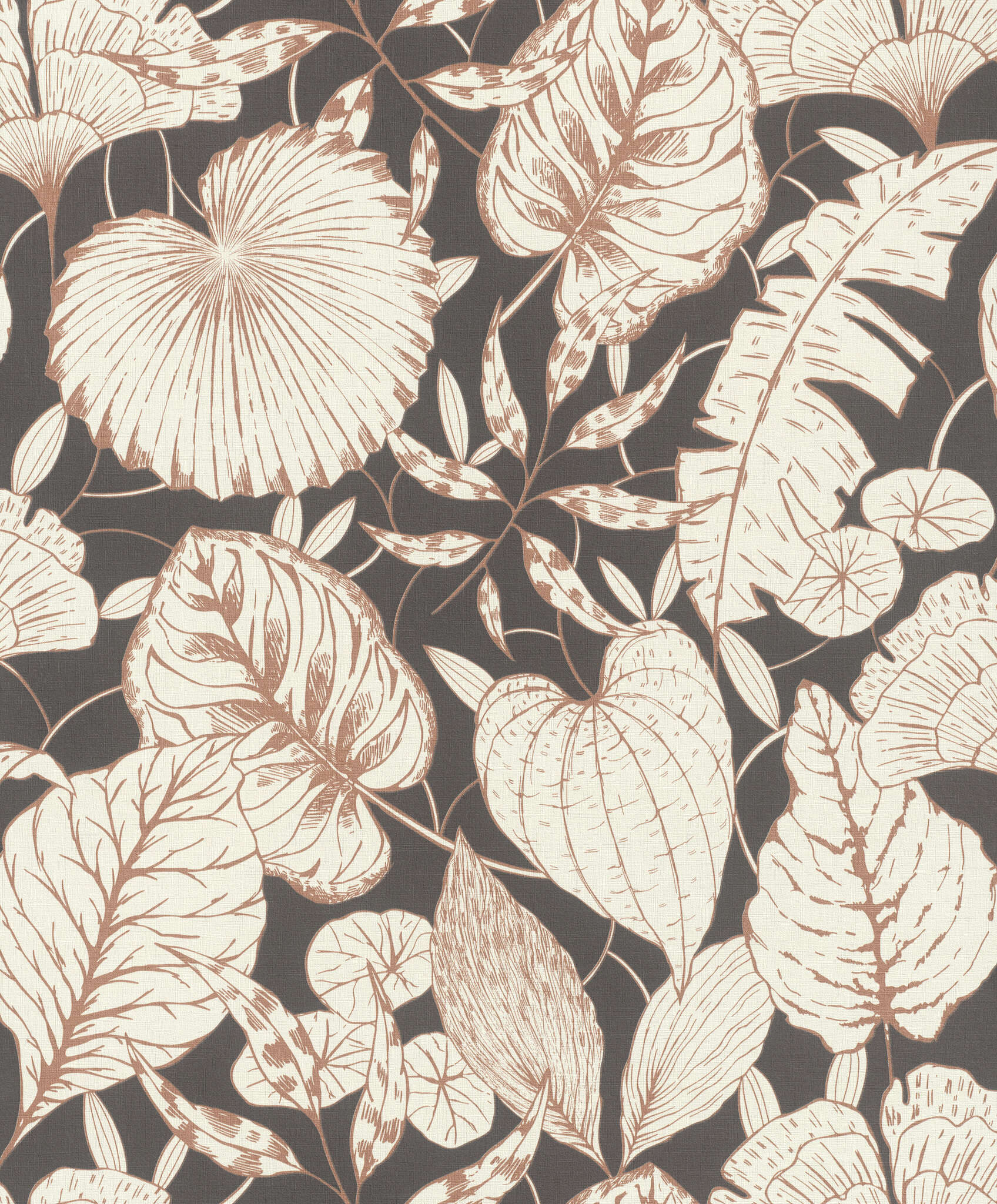 10-699302 Artikelscan 1 Leaves non-woven wallpaper in black-black-brown Selection vinyl/non-woven 699302