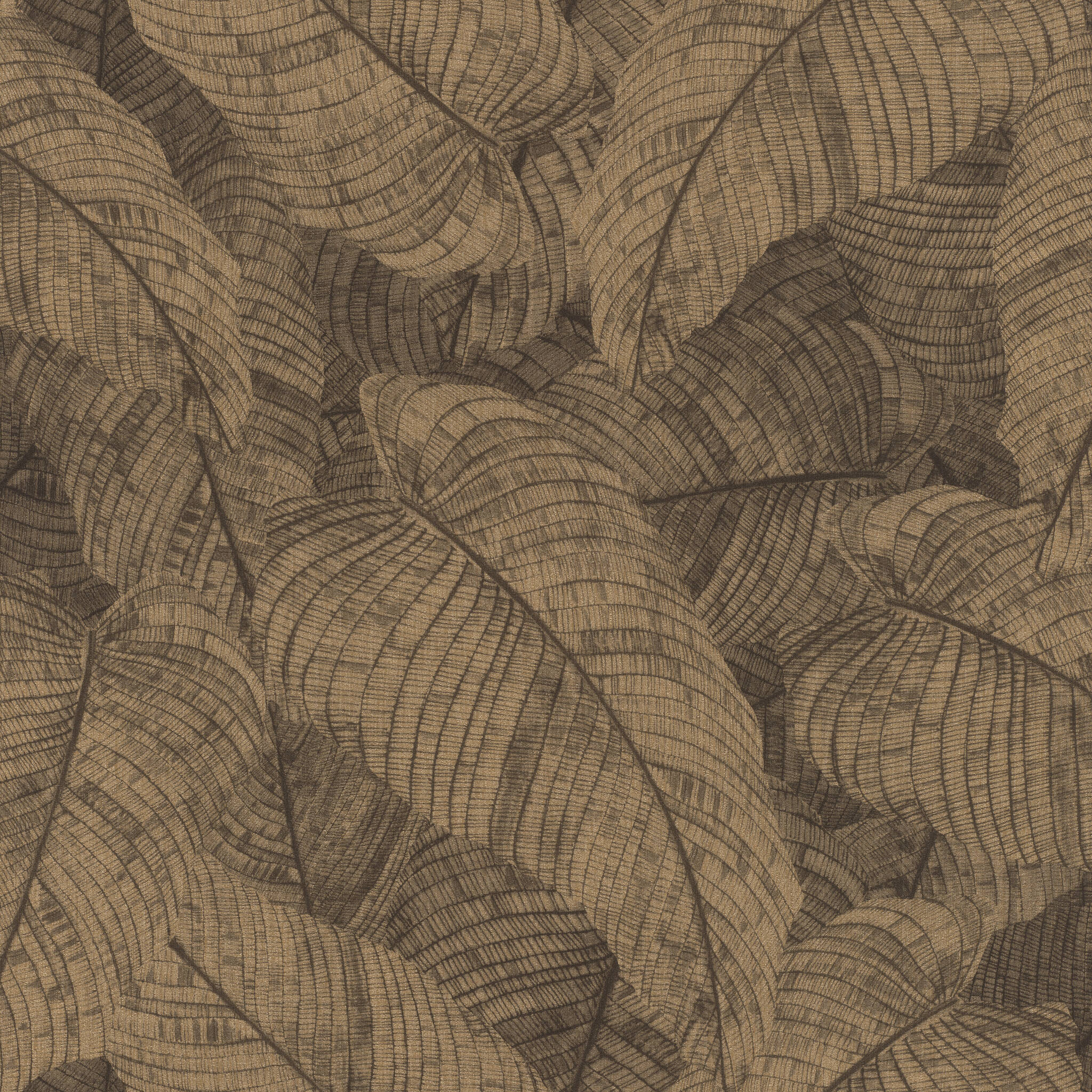 Blätter Vliestapete in Braun-Messing hell Amara 720570