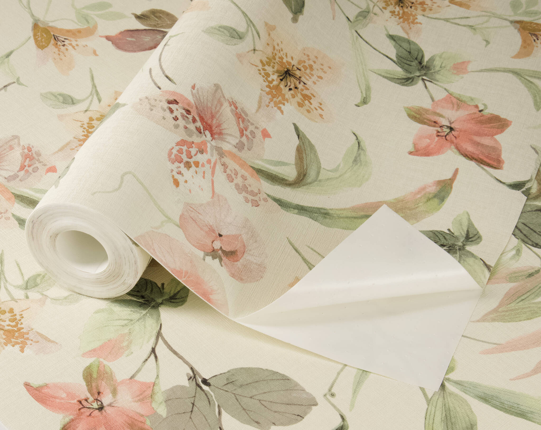 10-371314 Detailaufnahmen 3 Lumina 371314 self-adhesive wallpaper - floral pattern in soft green and pink