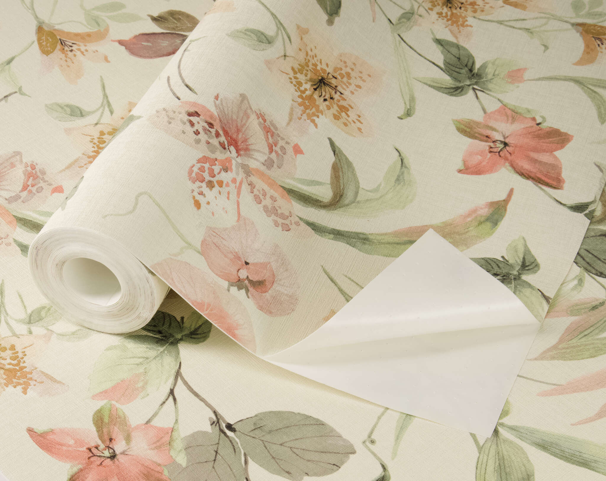 10-371314 Detailaufnahmen 3 Lumina 371314 self-adhesive wallpaper - floral pattern in soft green and pink