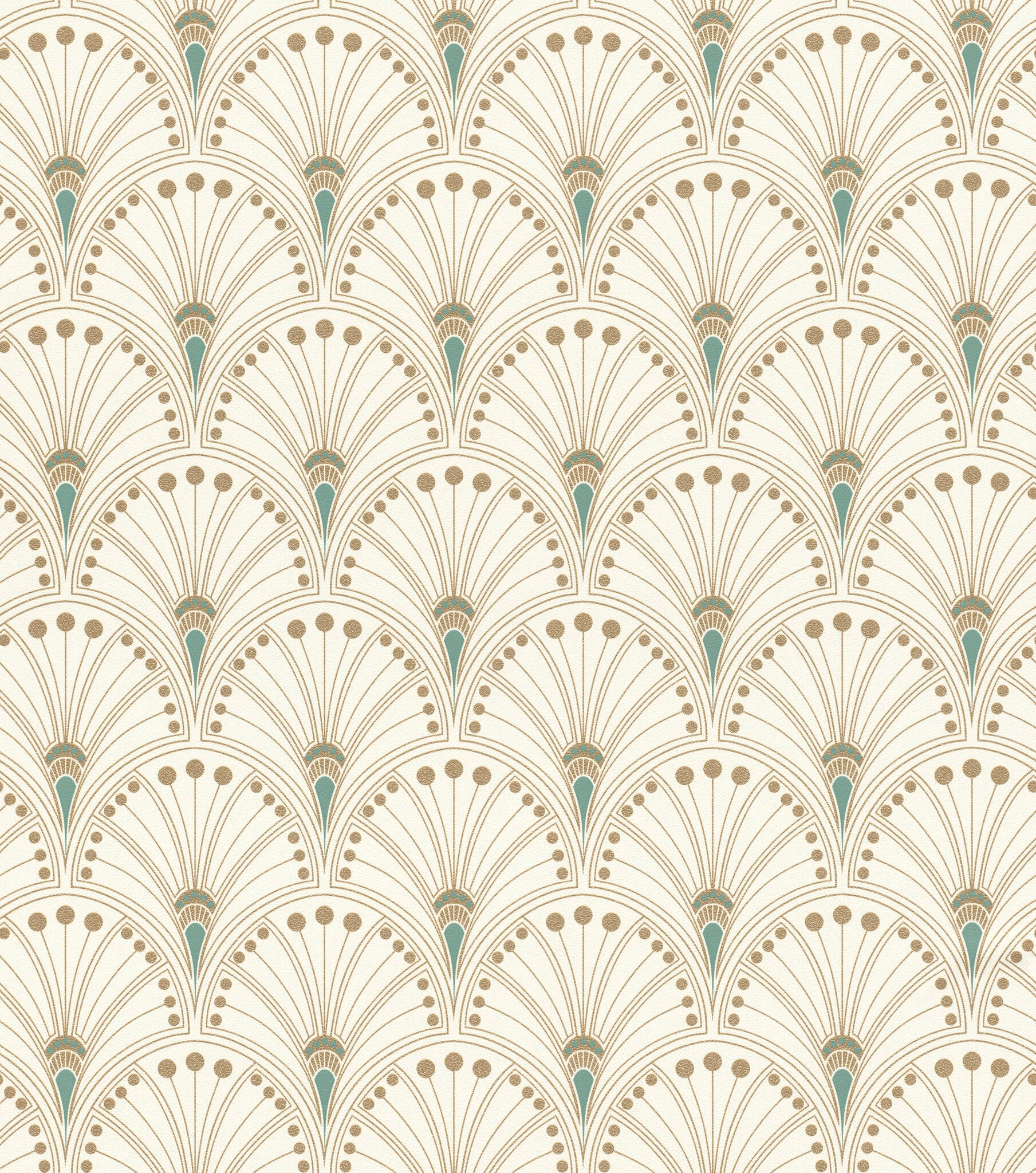 Vliestapete Art-Deco in Grün und Beige Allegretto 792232