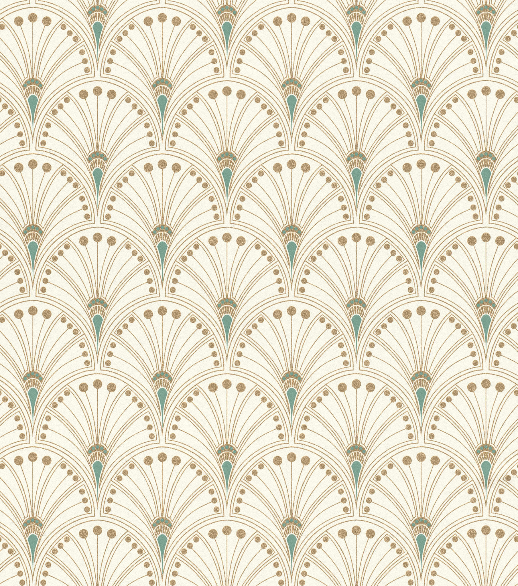 10-792232 Artikelscan 1 Art Deco-style wallpaper with stylised peacock fan