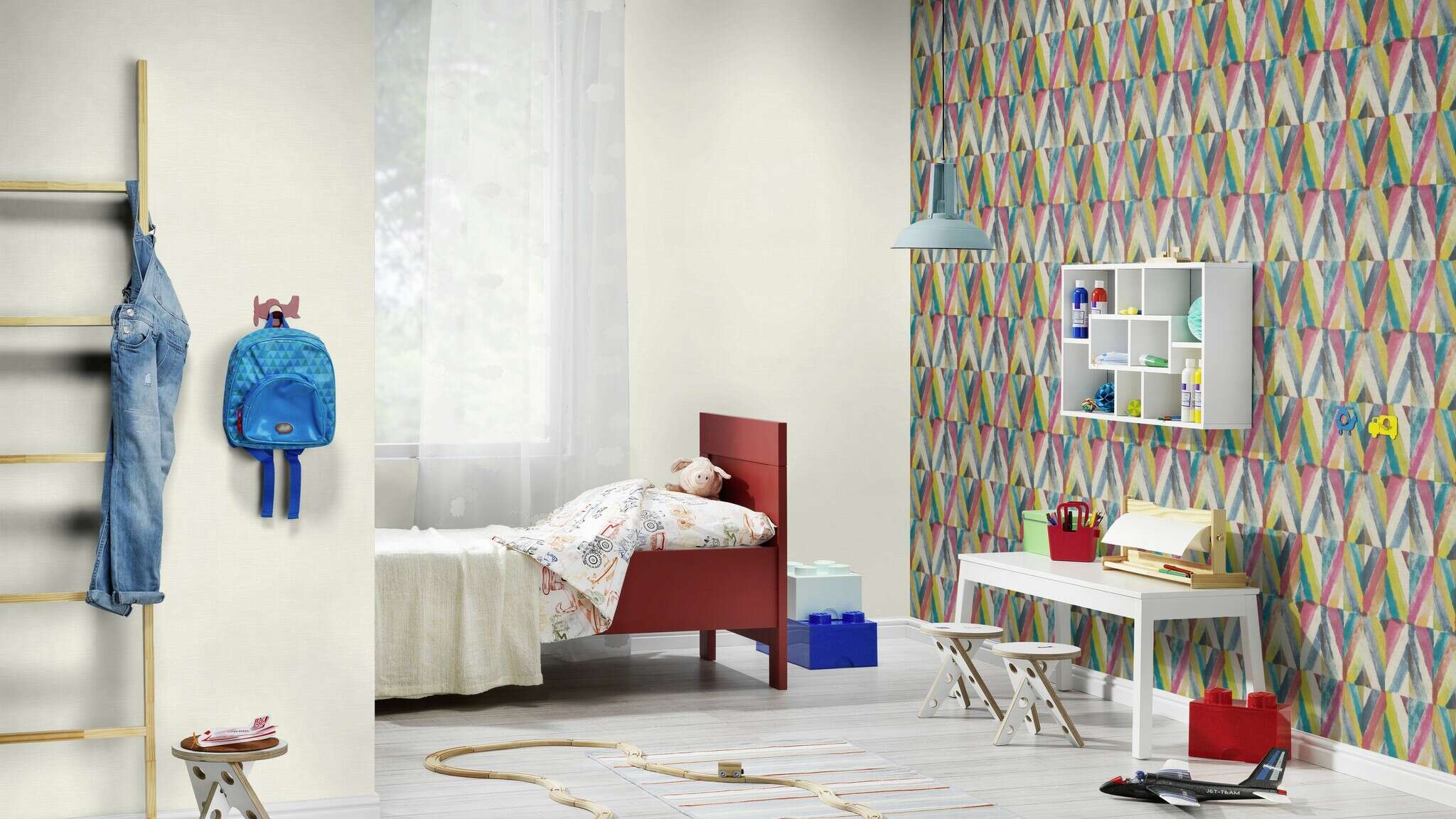 10-704051 Raumsituationen 3 Non-woven wallpaper in blue-light blue Selection 704051
