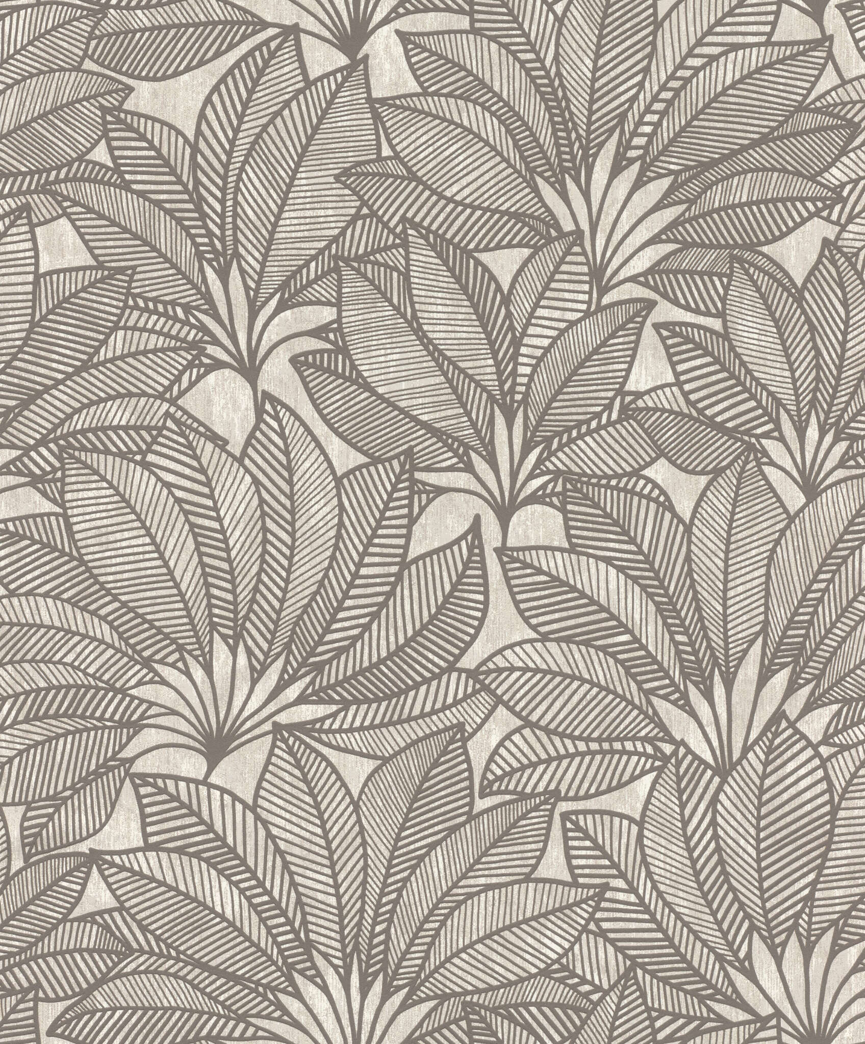 10-542653 Artikelscan 1 Sophisticatedly sketched, foamy leaf fans in beige on a brown background with a concrete look