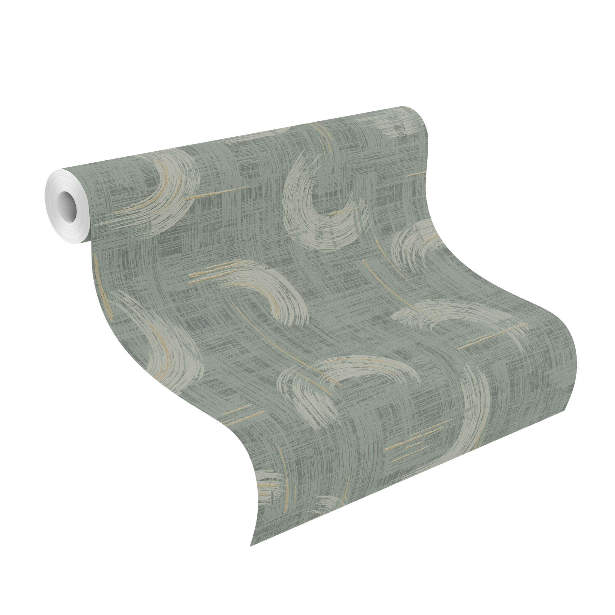 10-429053 Rolle abgerollt 1 Non-woven wallpaper in green-sand Selection Relief/non-woven 429053