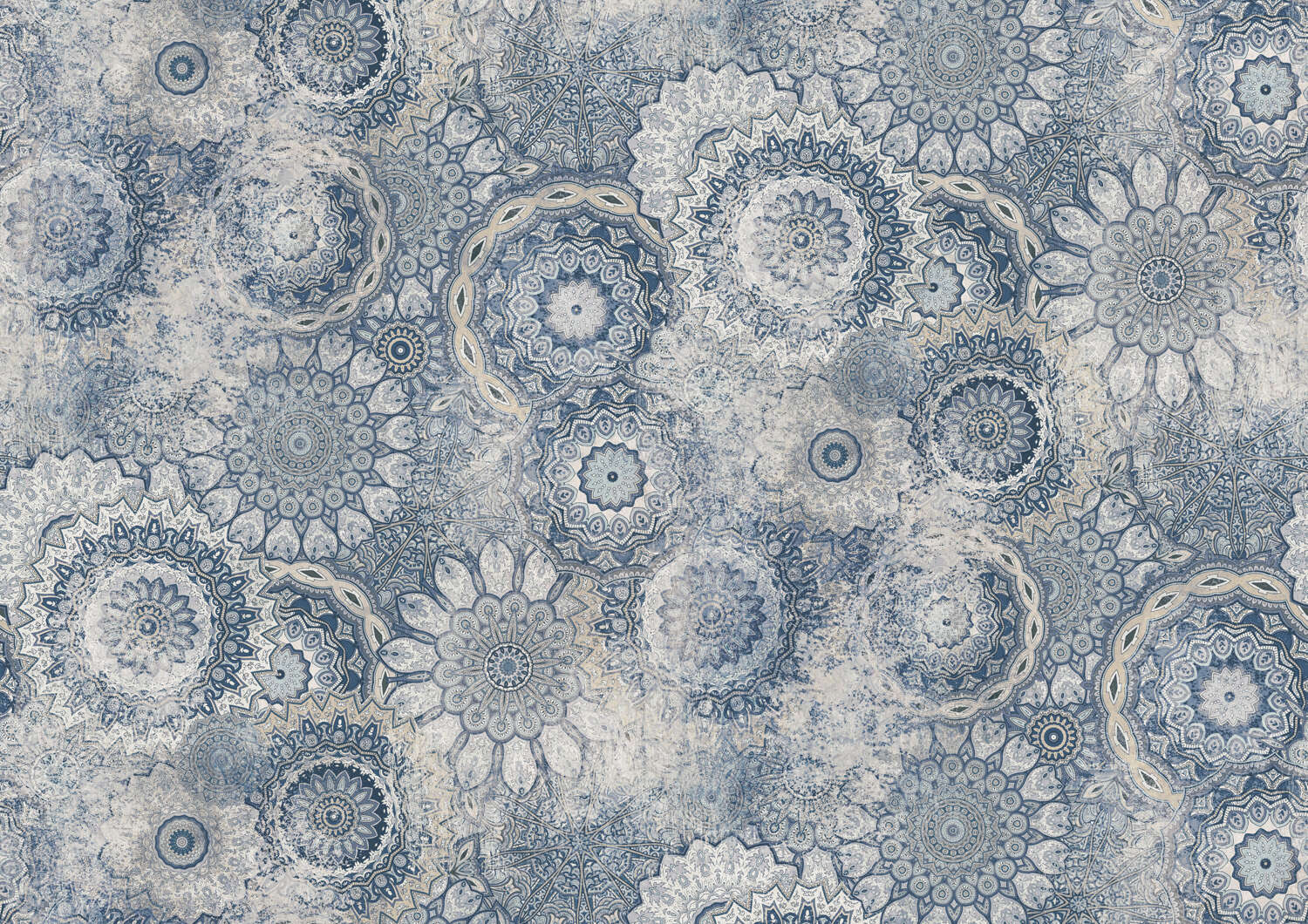 363036 - Wandbild - Prallvolle Mandala-Sammlung in Hellblau, Grau und Weiß magicwalls Mandala Blue Wallpaper 363036