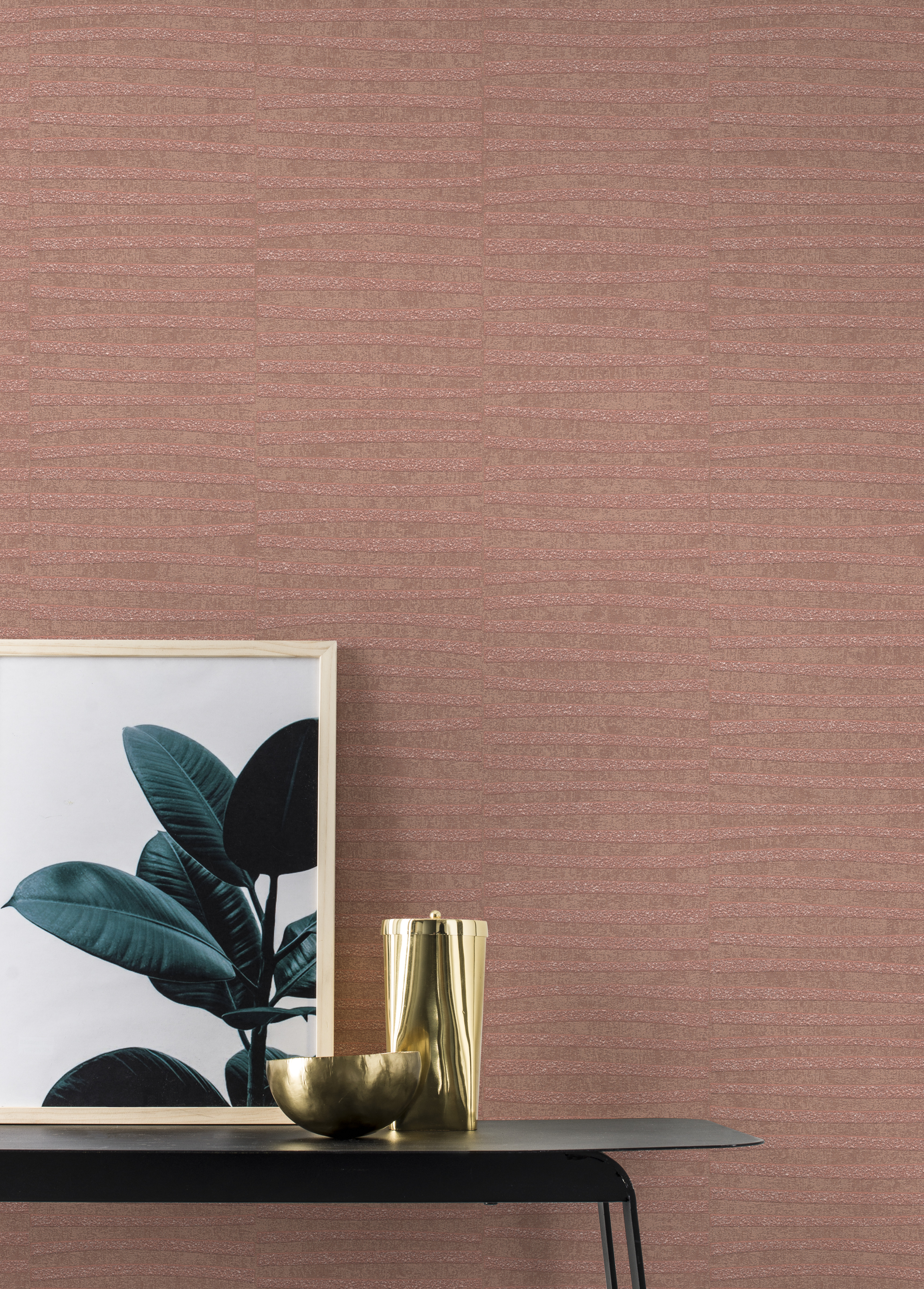 10-542059 Raumsituationen 1 Non-woven wallpaper in pink-olive Selection 542059