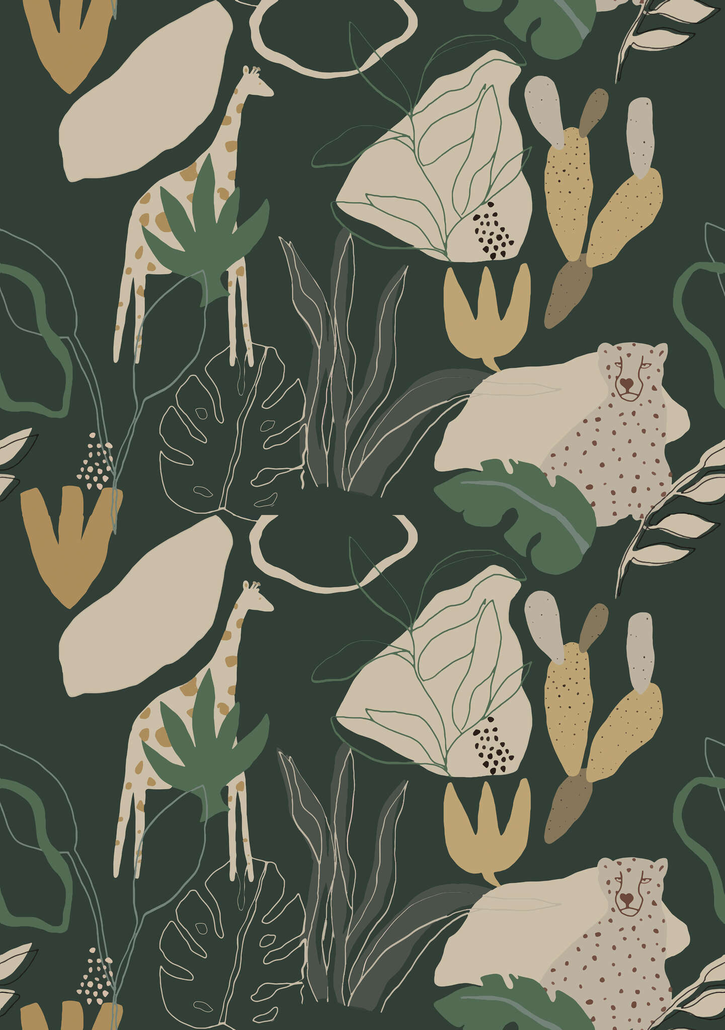 Vliestapete Safari in Grün | Roomblush - RB248